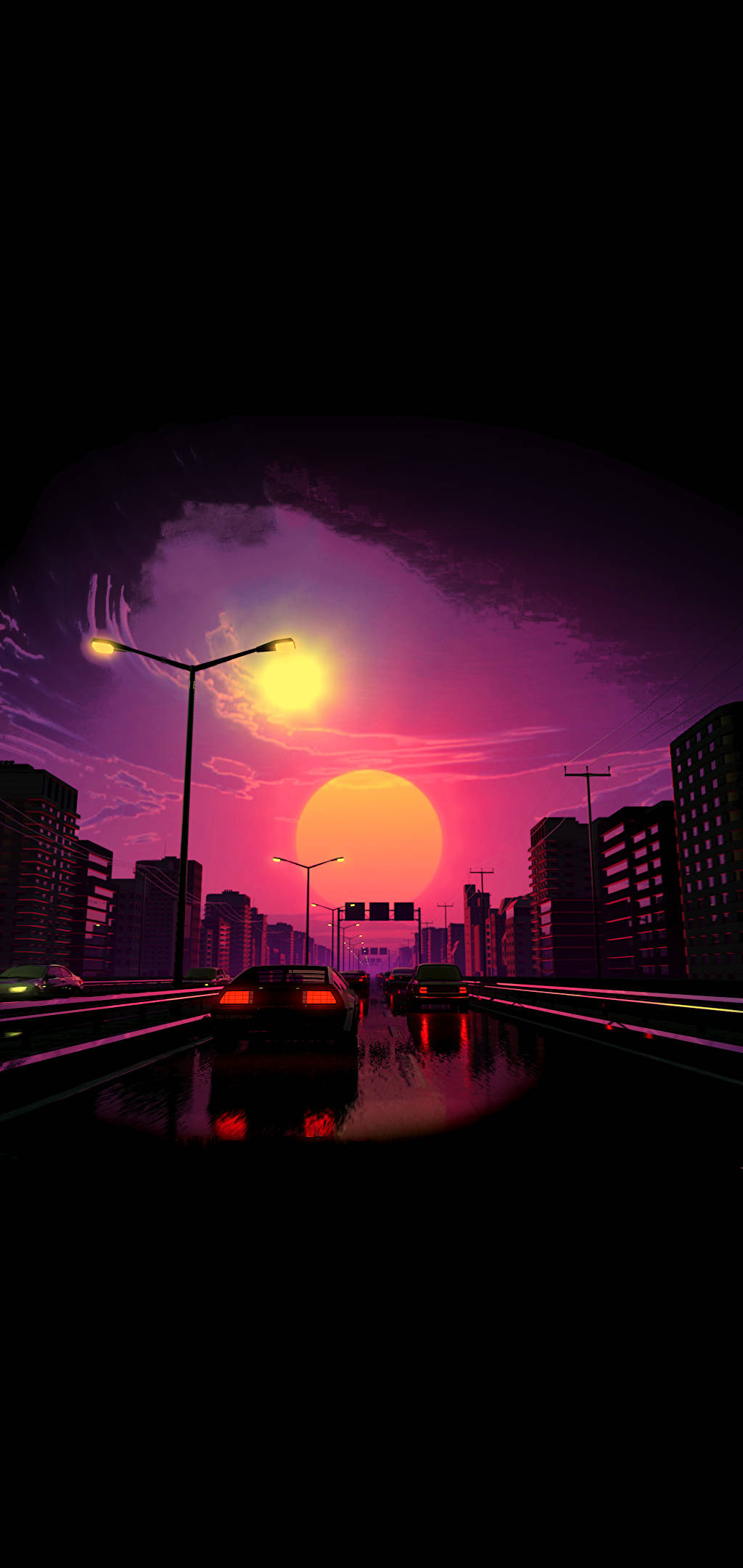 Vaporwave изкуство розов закат естетика таблет Тапет