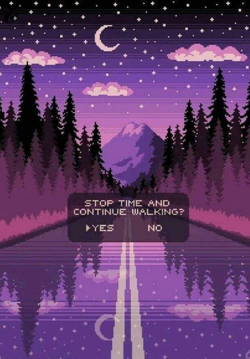 Гора Пастелно Лилаво Vaporwave Тапет