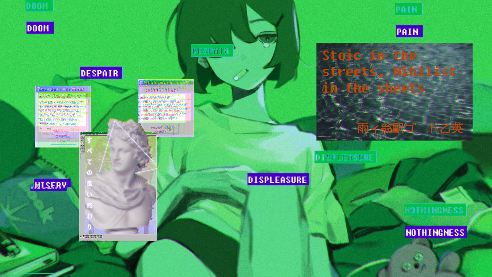 Vaporwave Аниме Neon Genesis Evangelion Тапет