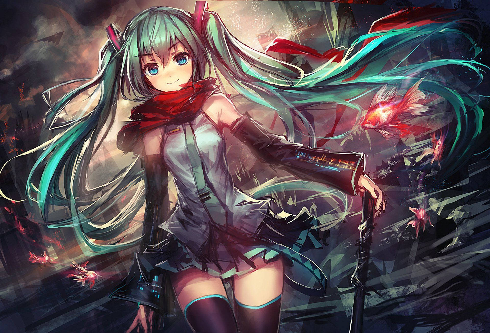 Аниме момиче Vocaloid Hatsune Miku Тапет