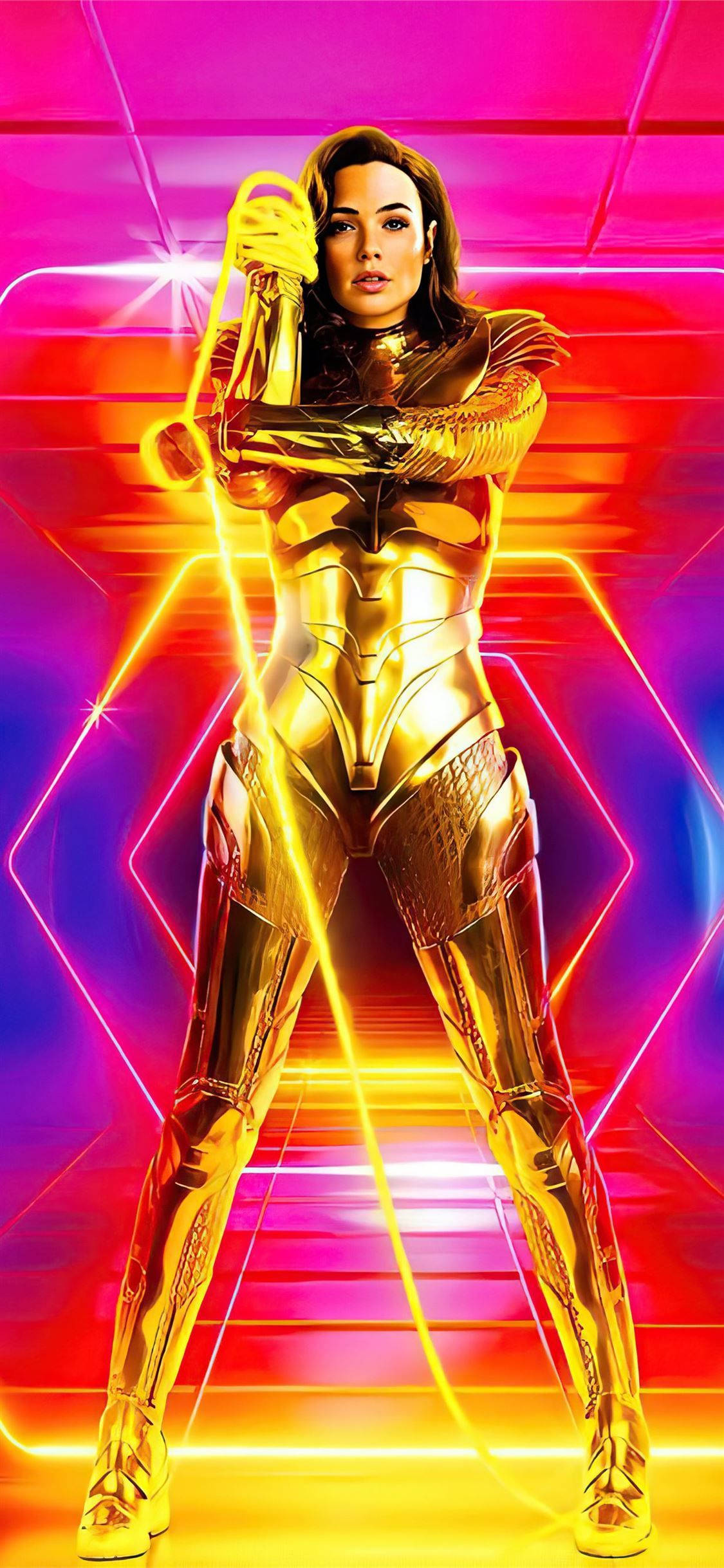 Wonder Woman 1984 ретро златна броня Тапет