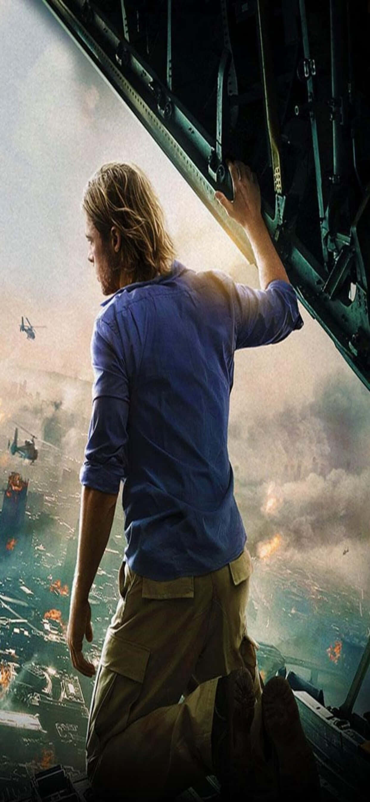 Стил Брад Пит за фон World War Z на iPhone XS Max Тапет