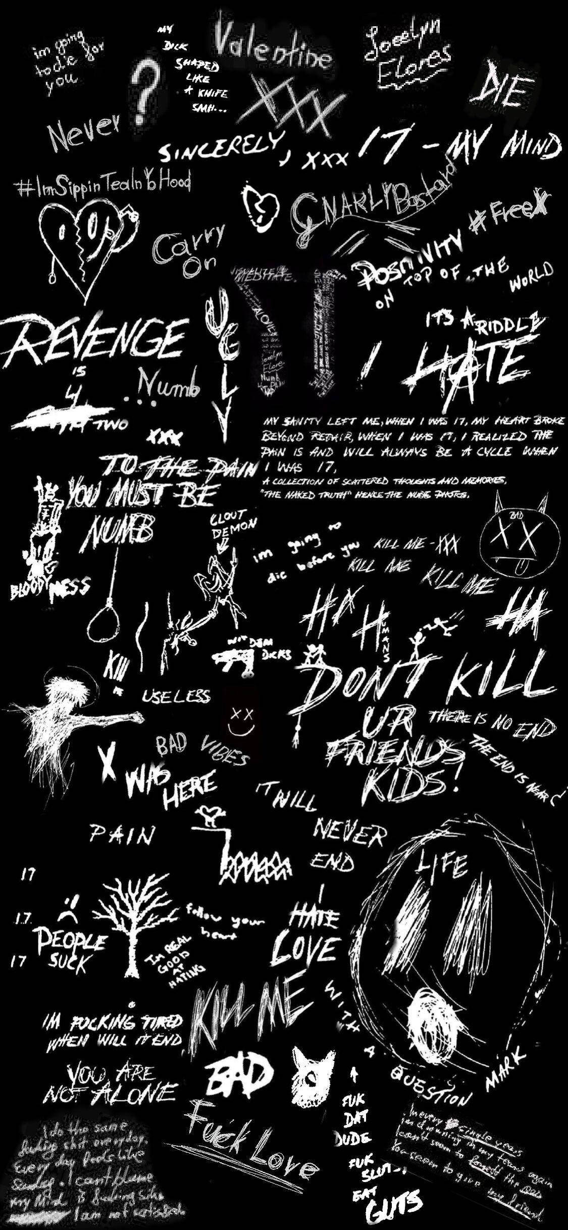 XXXTentacion Естетичен колаж от текст на песни Тапет