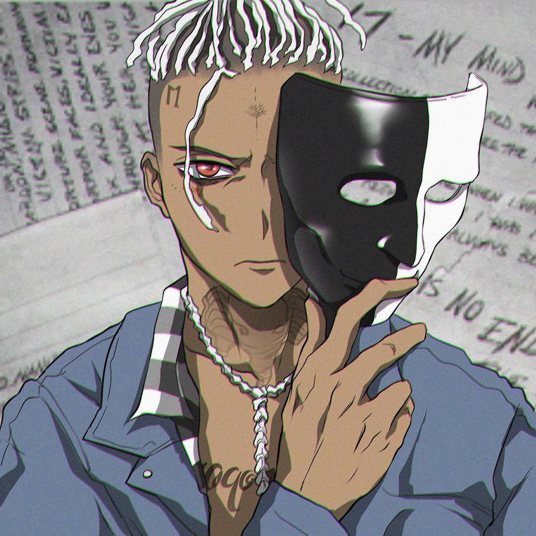 Xxxtentacion Аниме Черно-Бяла Маска Тапет