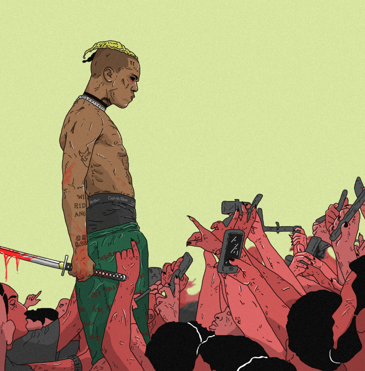 Xxxtentacion Аниме В Тълпата Тапет