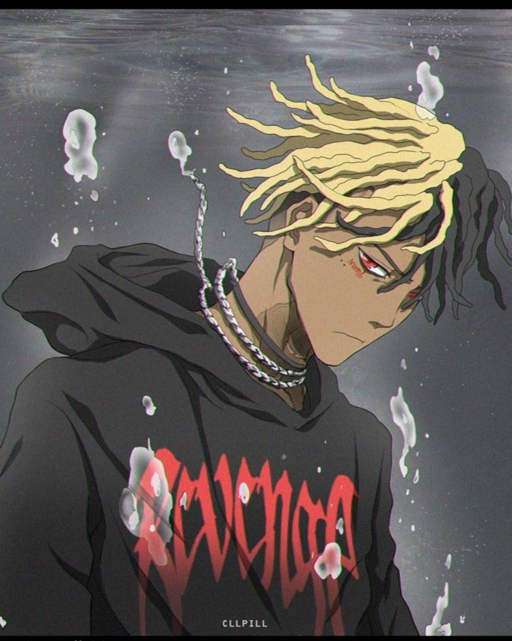 Xxxtentacion аниме с черно яке Тапет