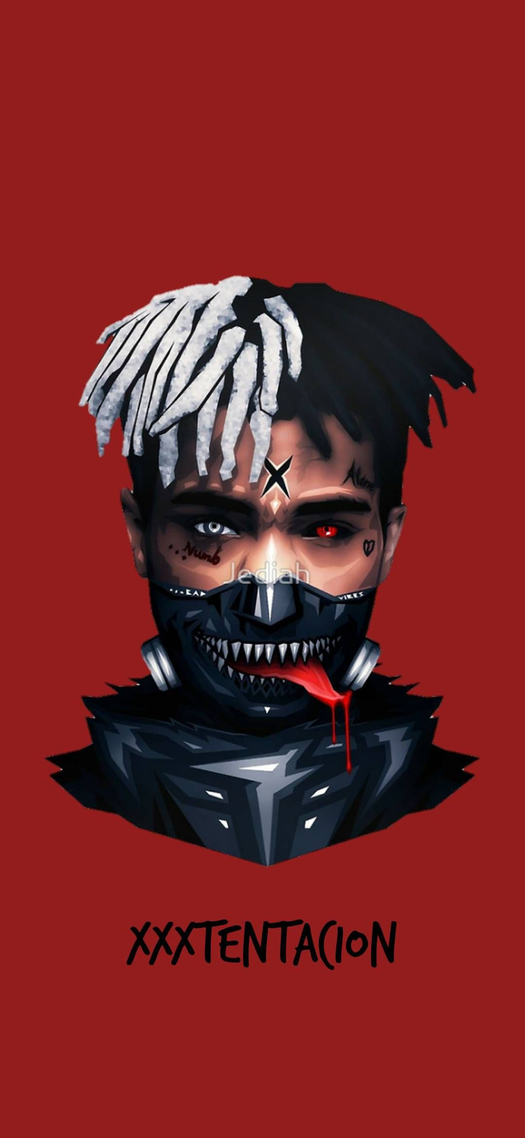 Ярко червено изкуство Xxxtentacion Тапет