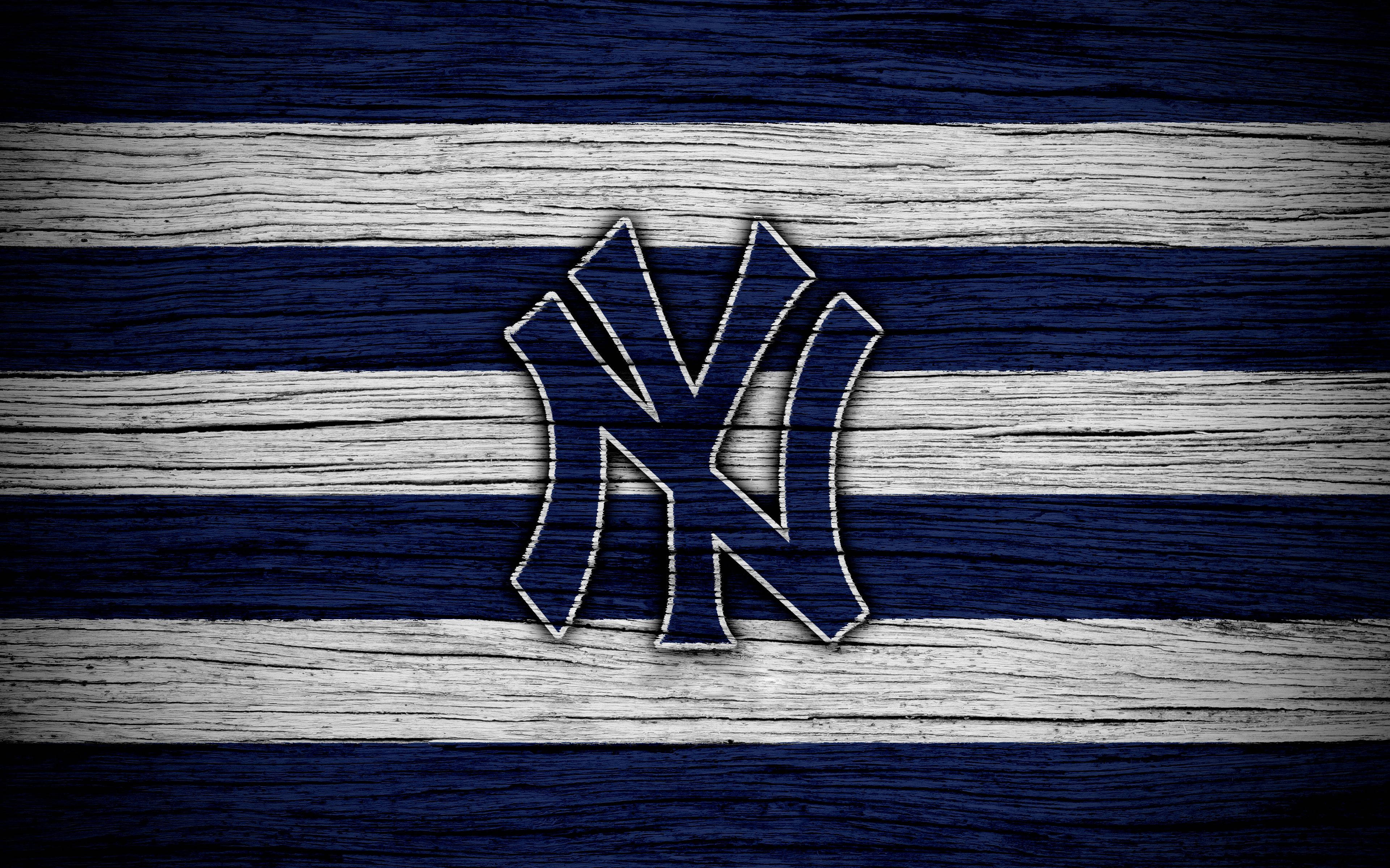 Дървени дъски с лого на Yankees Тапет