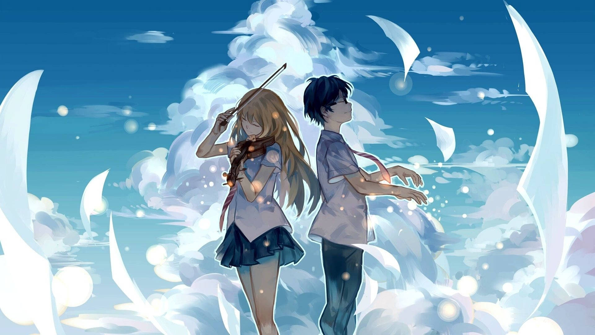 Красиво аниме Your Lie In April Тапет