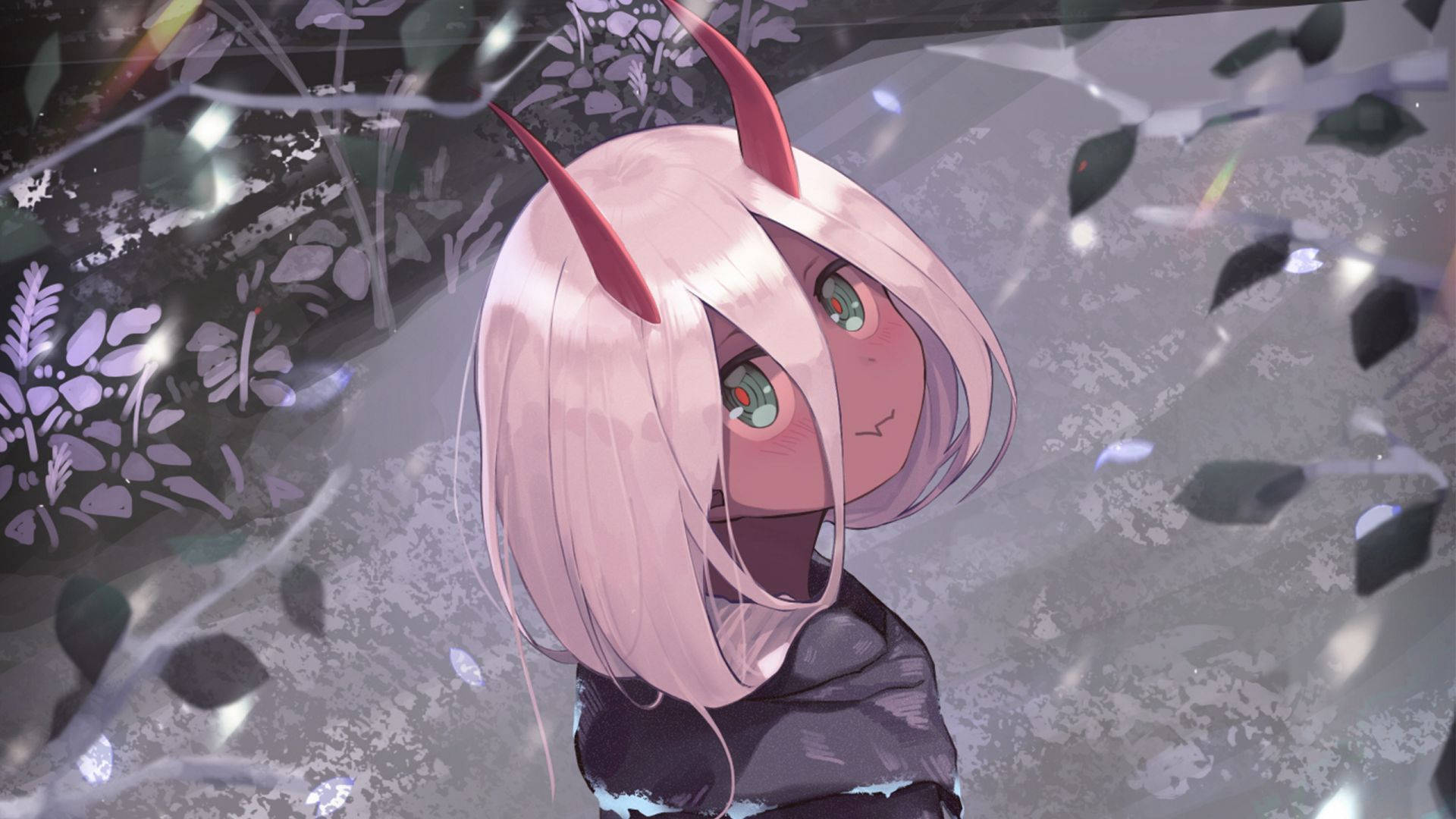 Zero Two сладко аниме момиче PFP фенарт Тапет