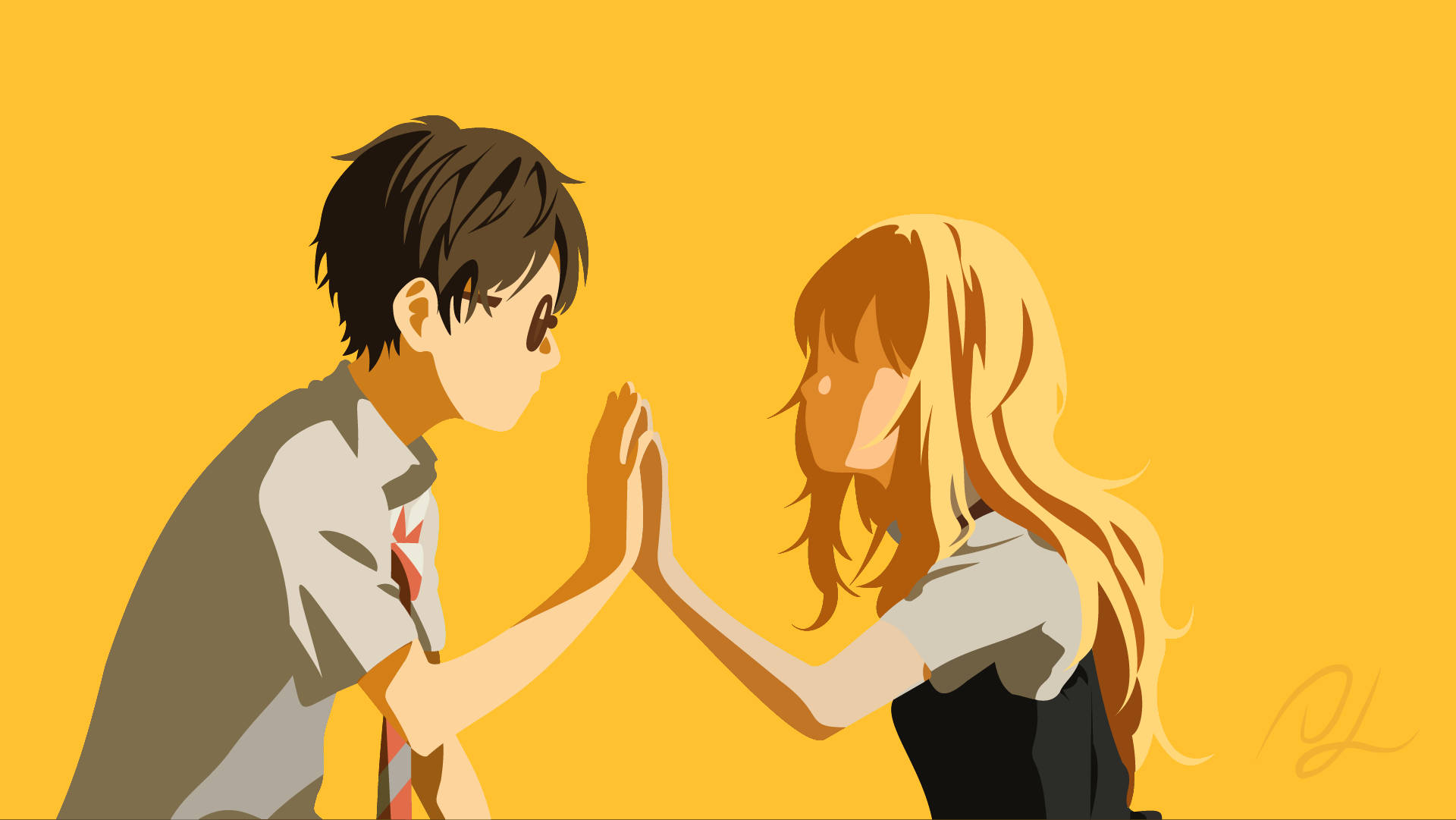 Аниме двойка Your Lie In April Тапет