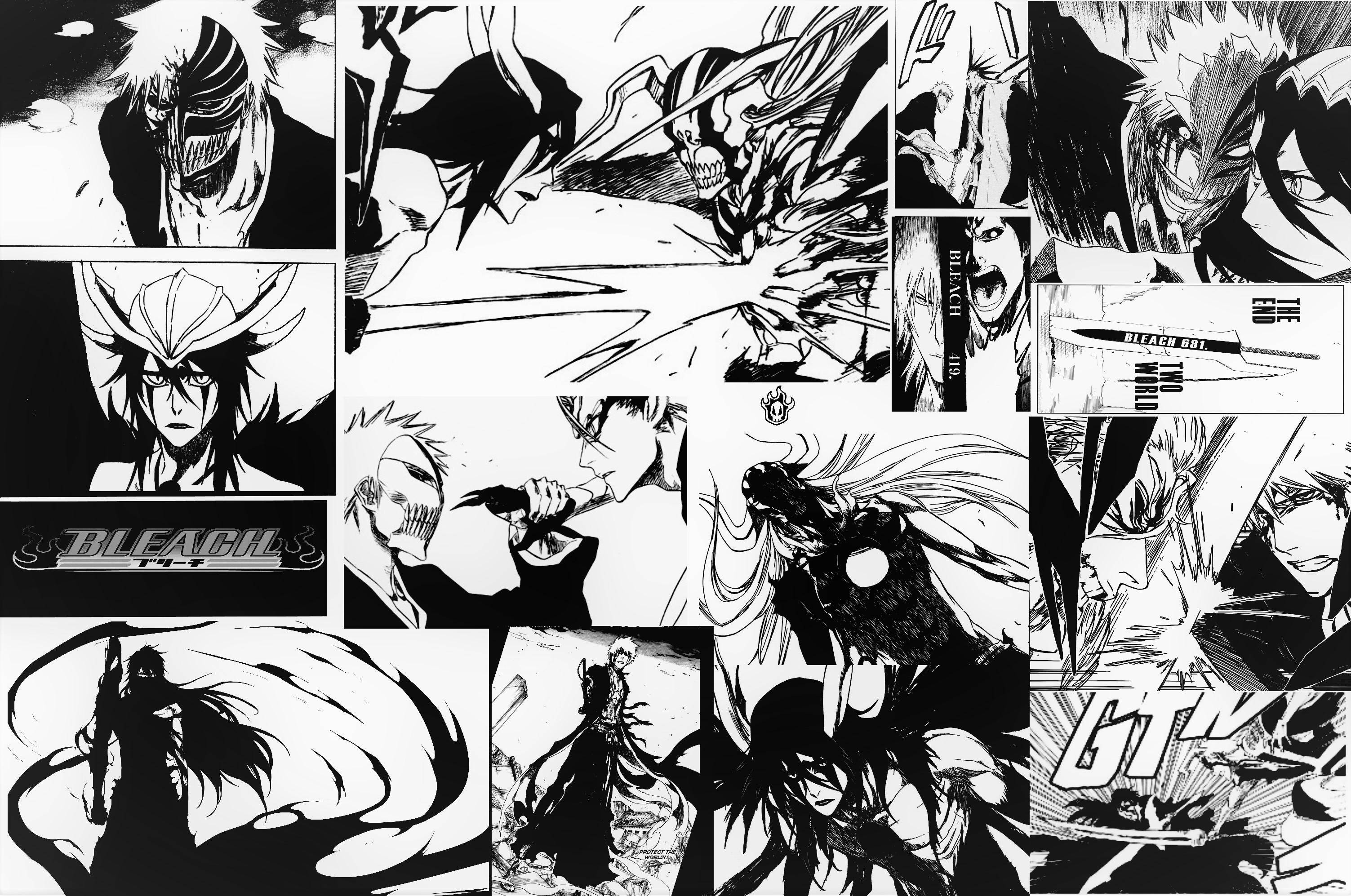 Аниме изкуство черно и бяло Bleach Ichigo манга Тапет