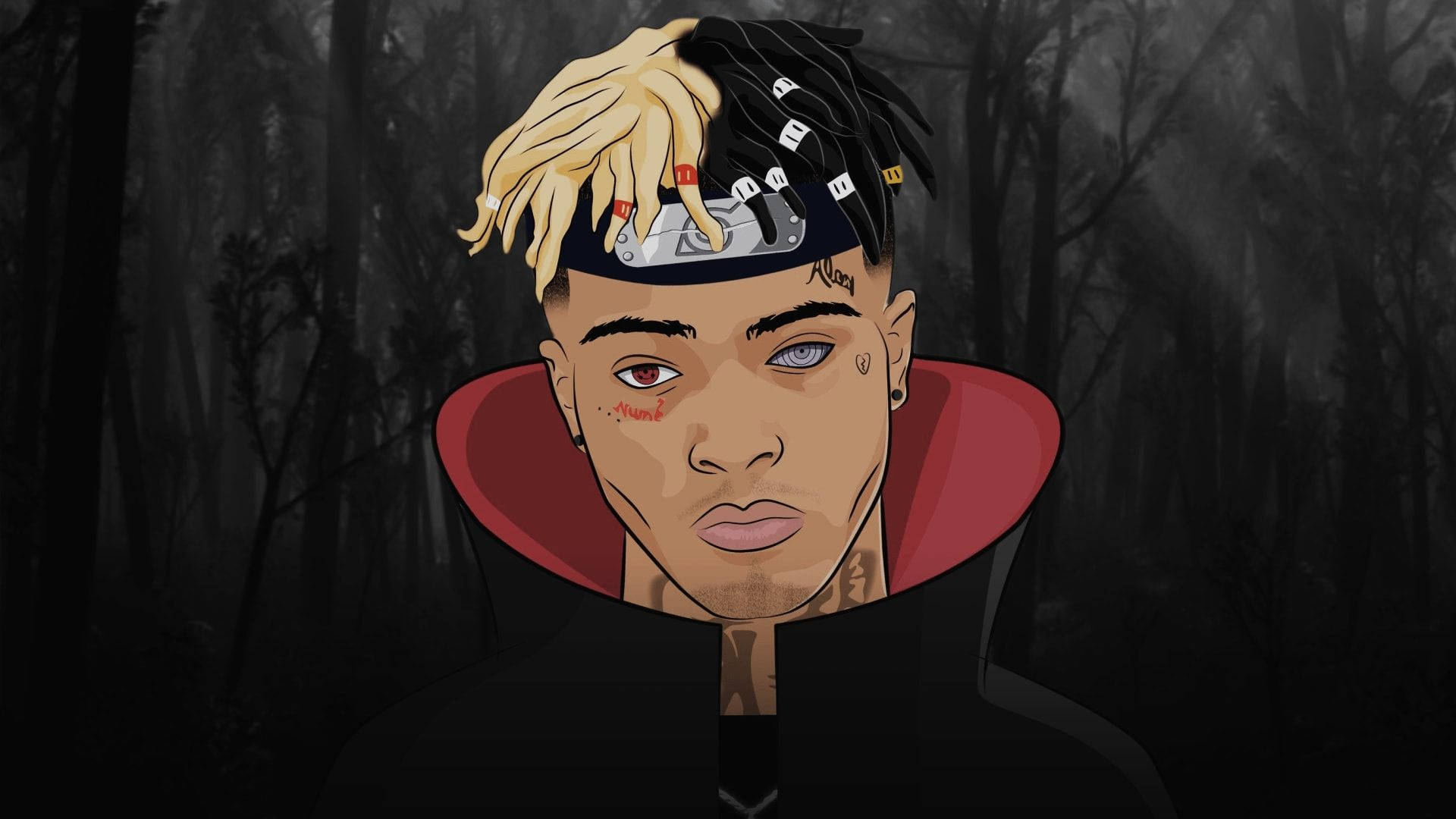 Аниме рисунка на Xxxtentacion в известната мантия на Акацуки Тапет