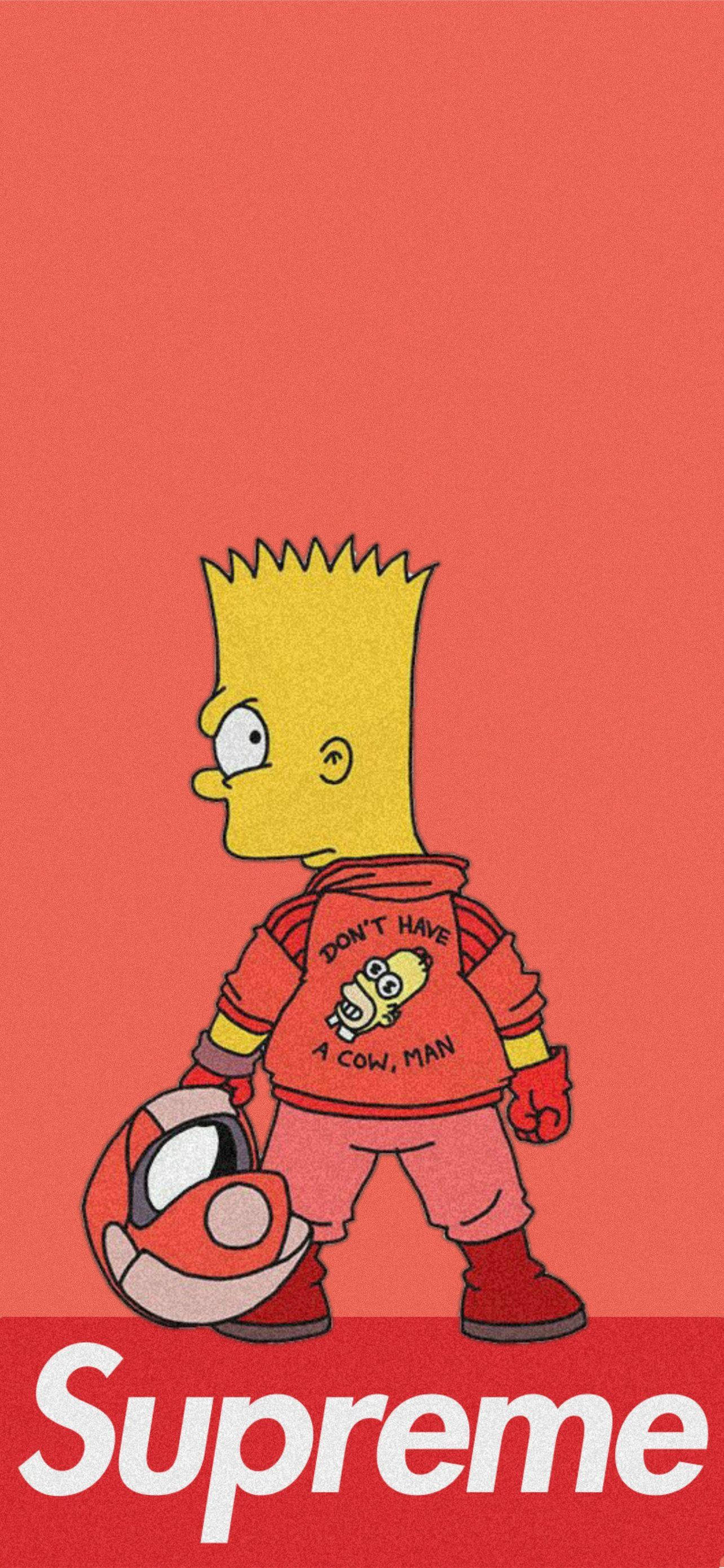Барт Симпсън оранжев Supreme Тапет