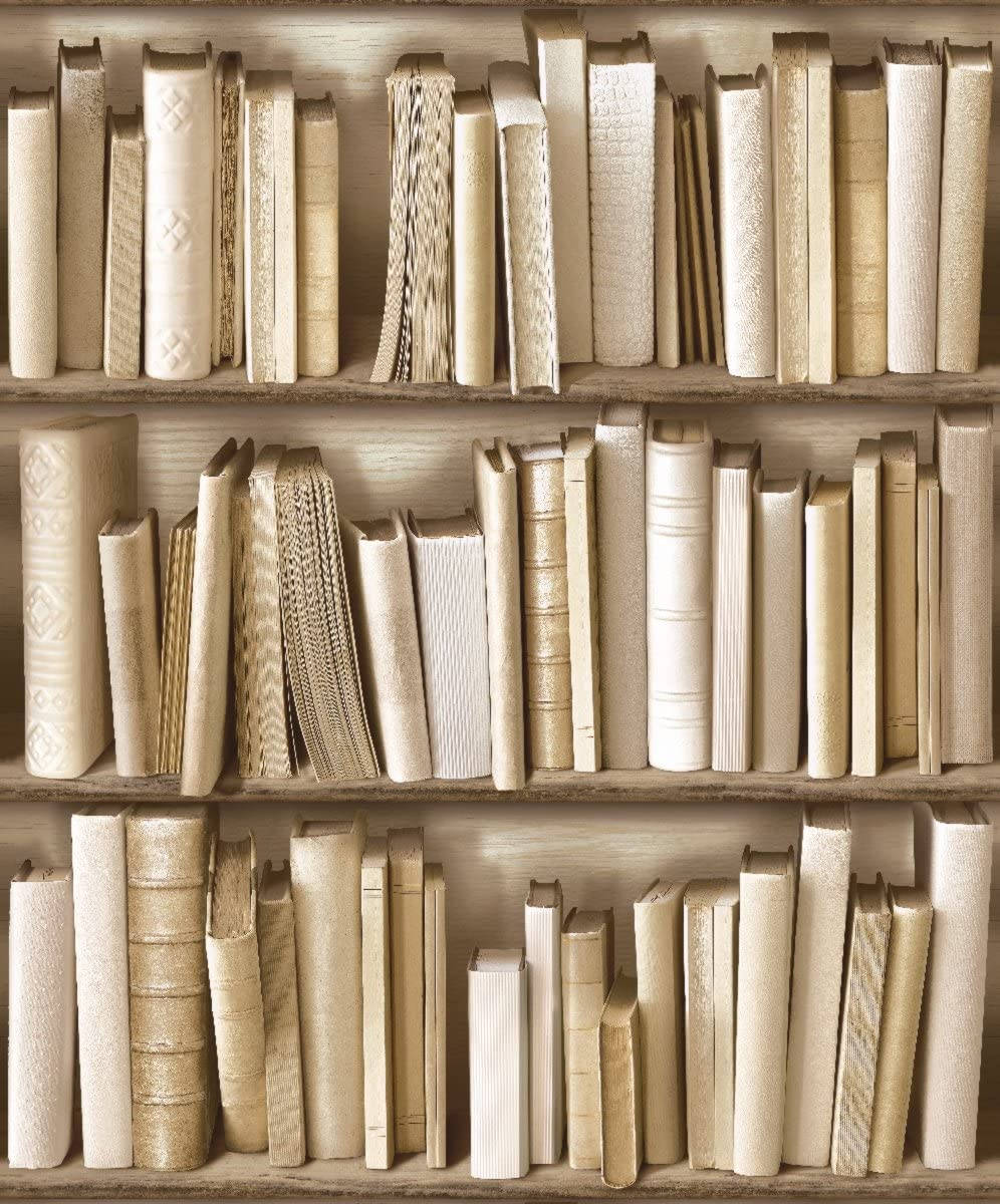 Бежово-кафяви естетични книги Тапет