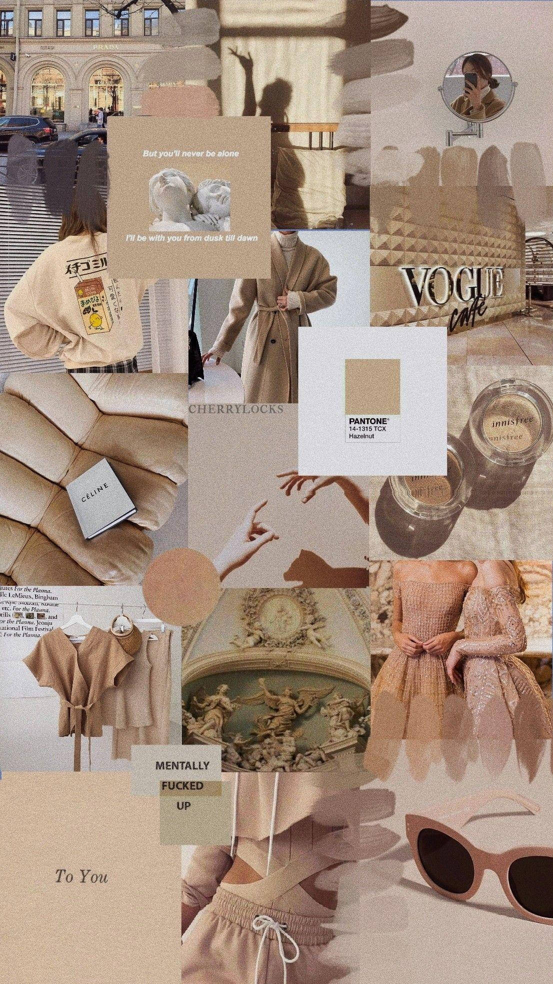 Бежово-кафяво естетично изкуство на списание Vogue Тапет
