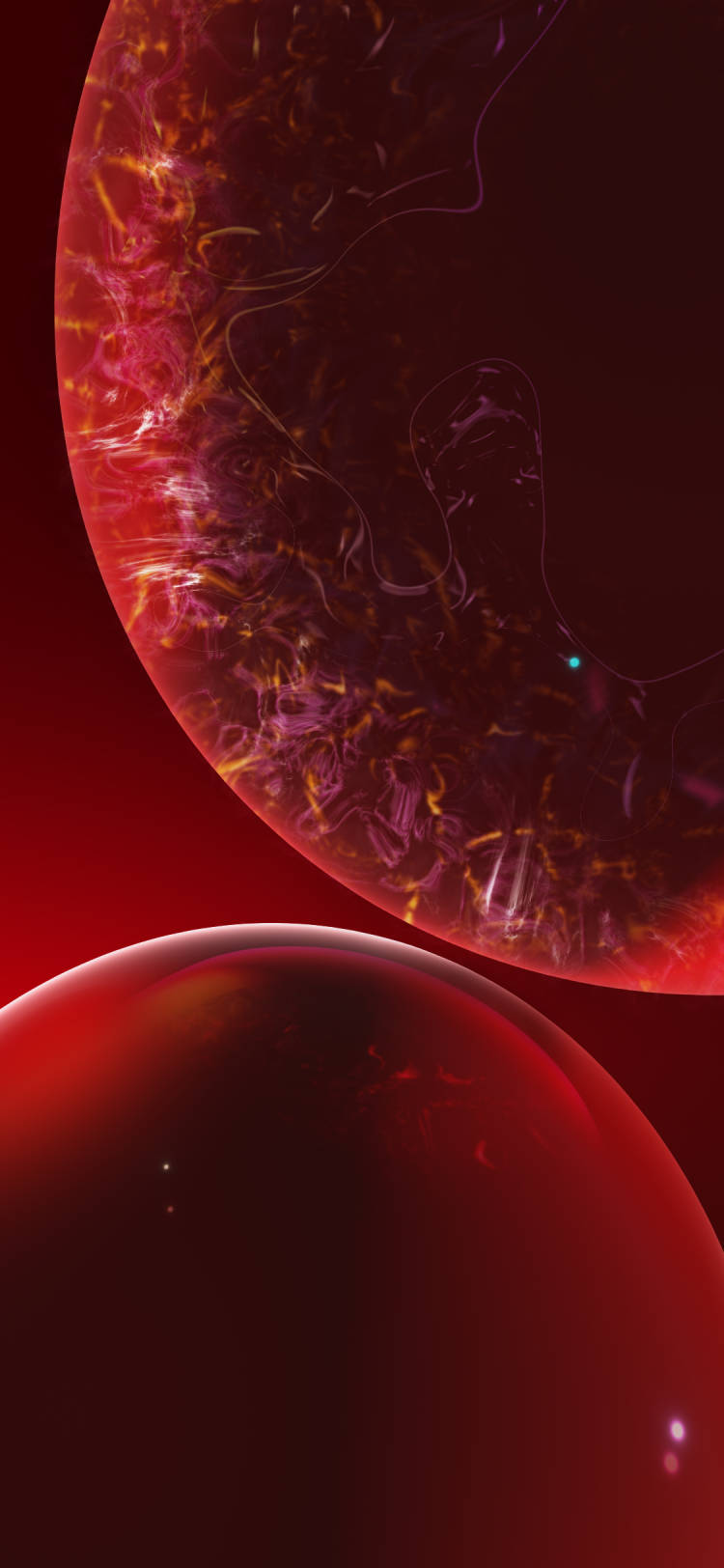 Блестящи червени абстрактни мехури на iPhone XR Тапет