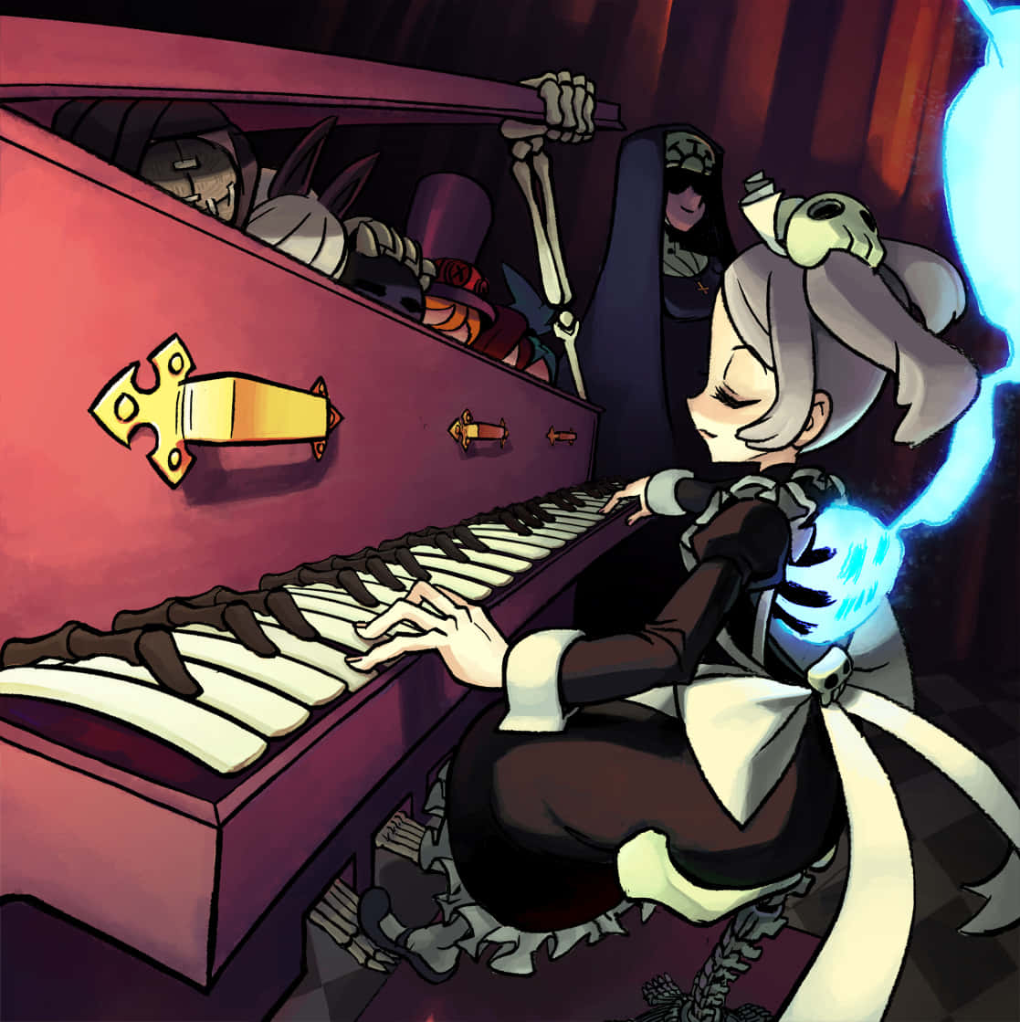 Блъди Мари от Skullgirls свири на пиано Тапет
