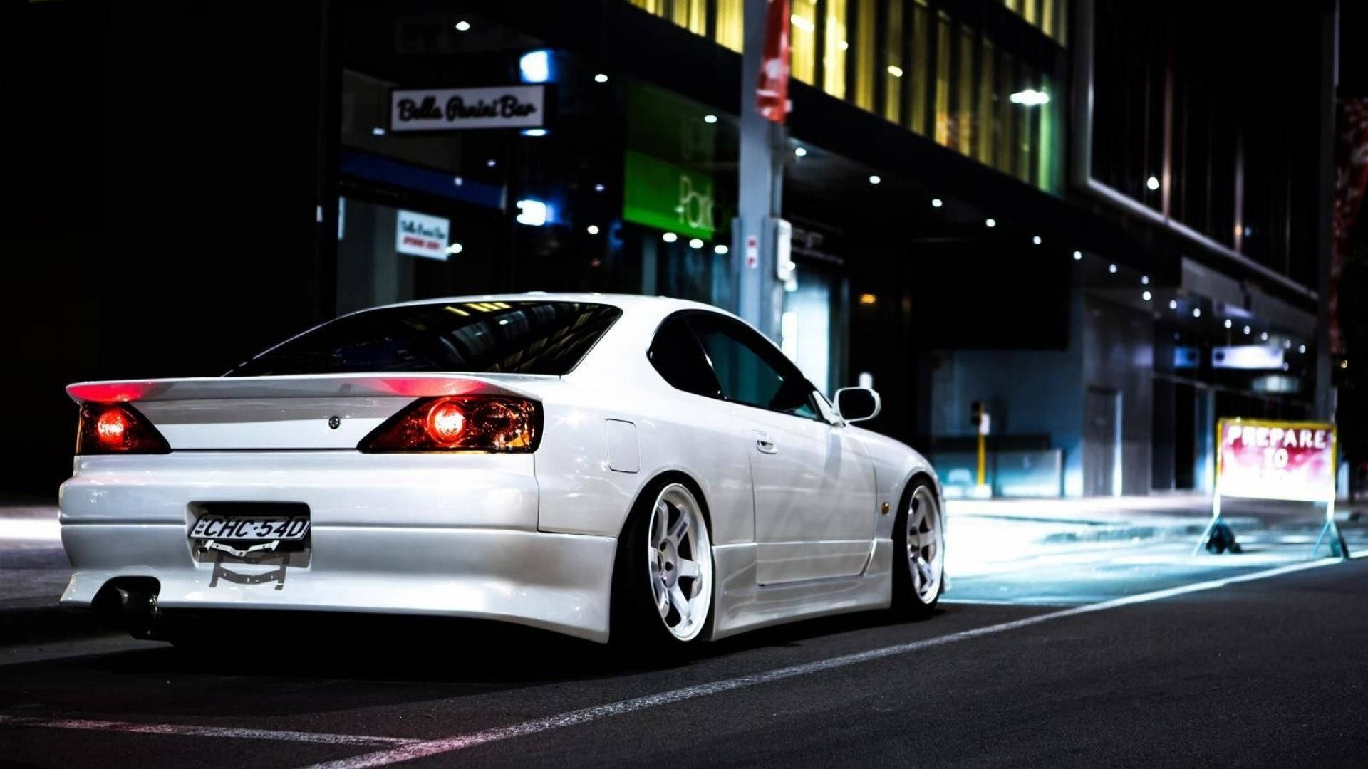 Бяла Силвия с естетика JDM Тапет