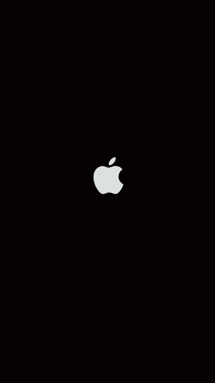 Бяло лого на Apple върху черен фон за iPhone Тапет