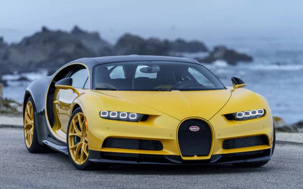 Жълт Bugatti Chiron 4K