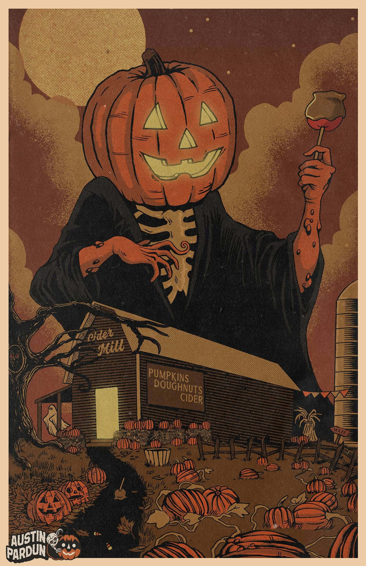 Влезте в свят на настръхвающ ужас и мистерия с тази зловеща Spooky Art Тапет