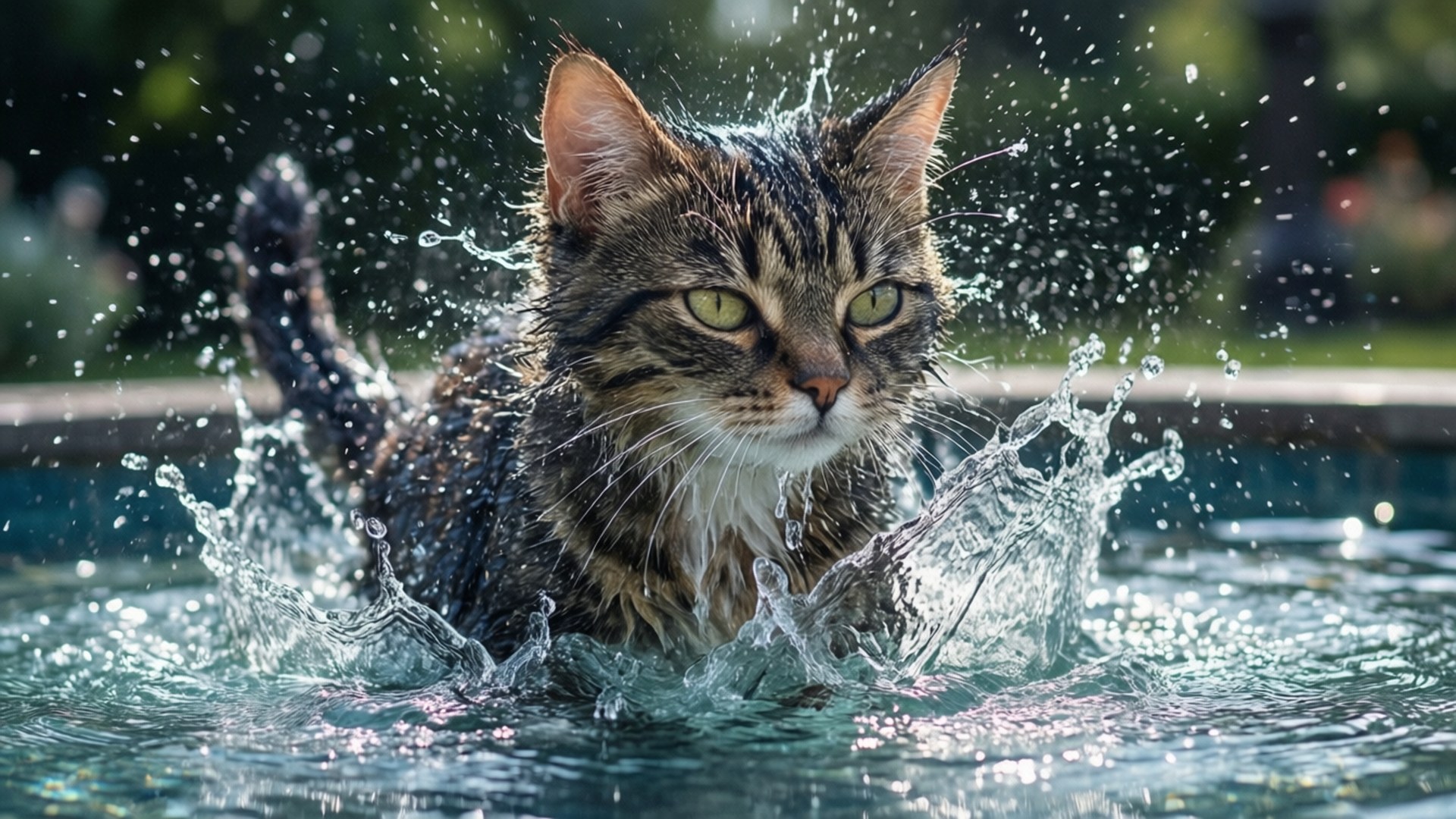 Воден котарак пръска Тапет
