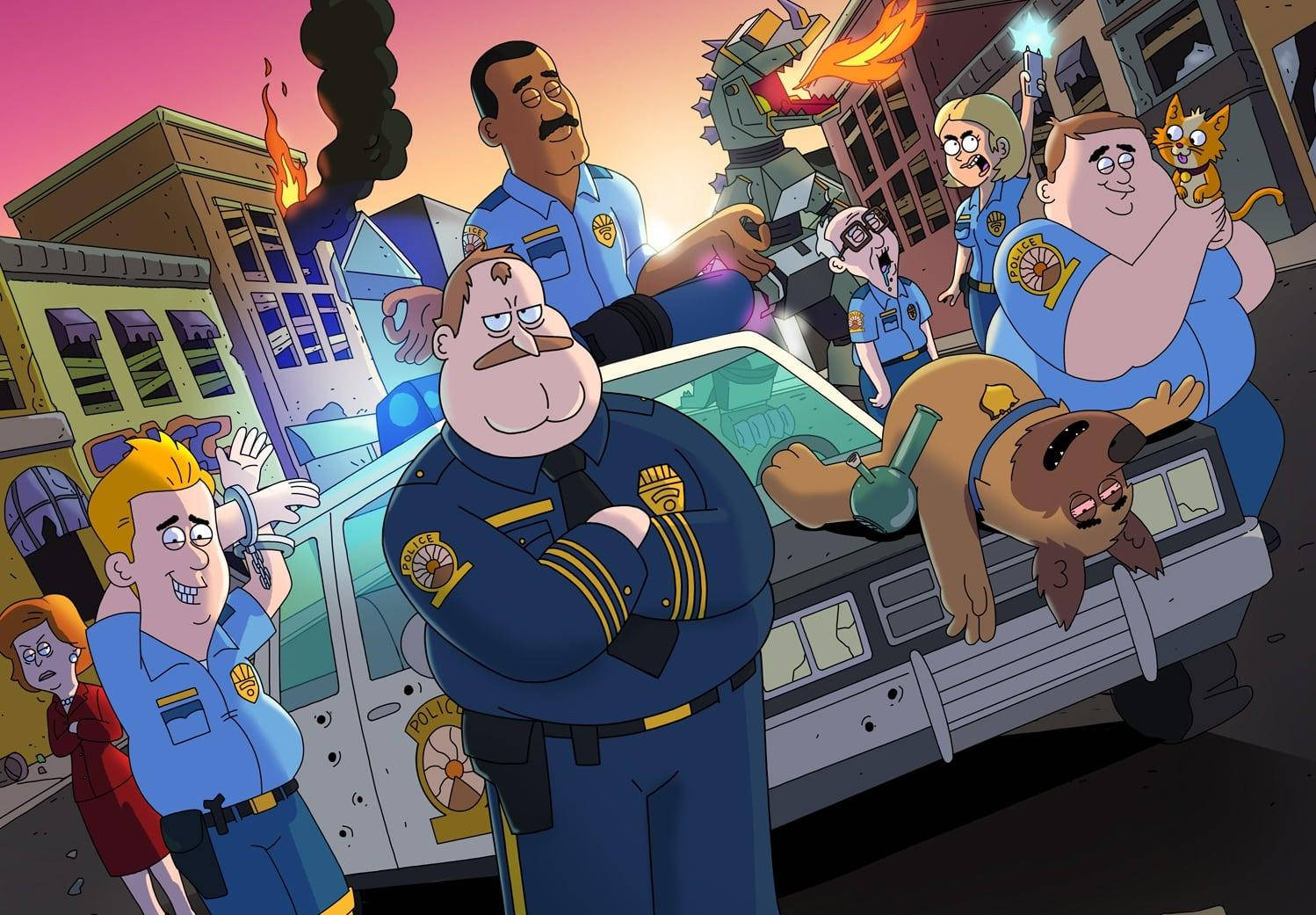 Всички герои от Paradise PD в една рамка Тапет