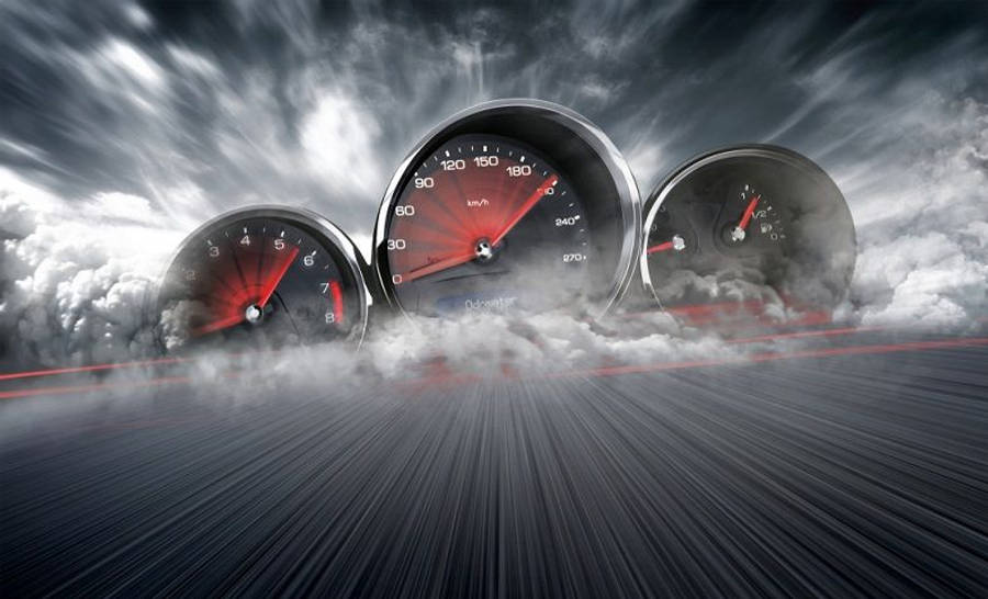 Вълнуващ Speedtest с интернет скоростомер на пътя Тапет