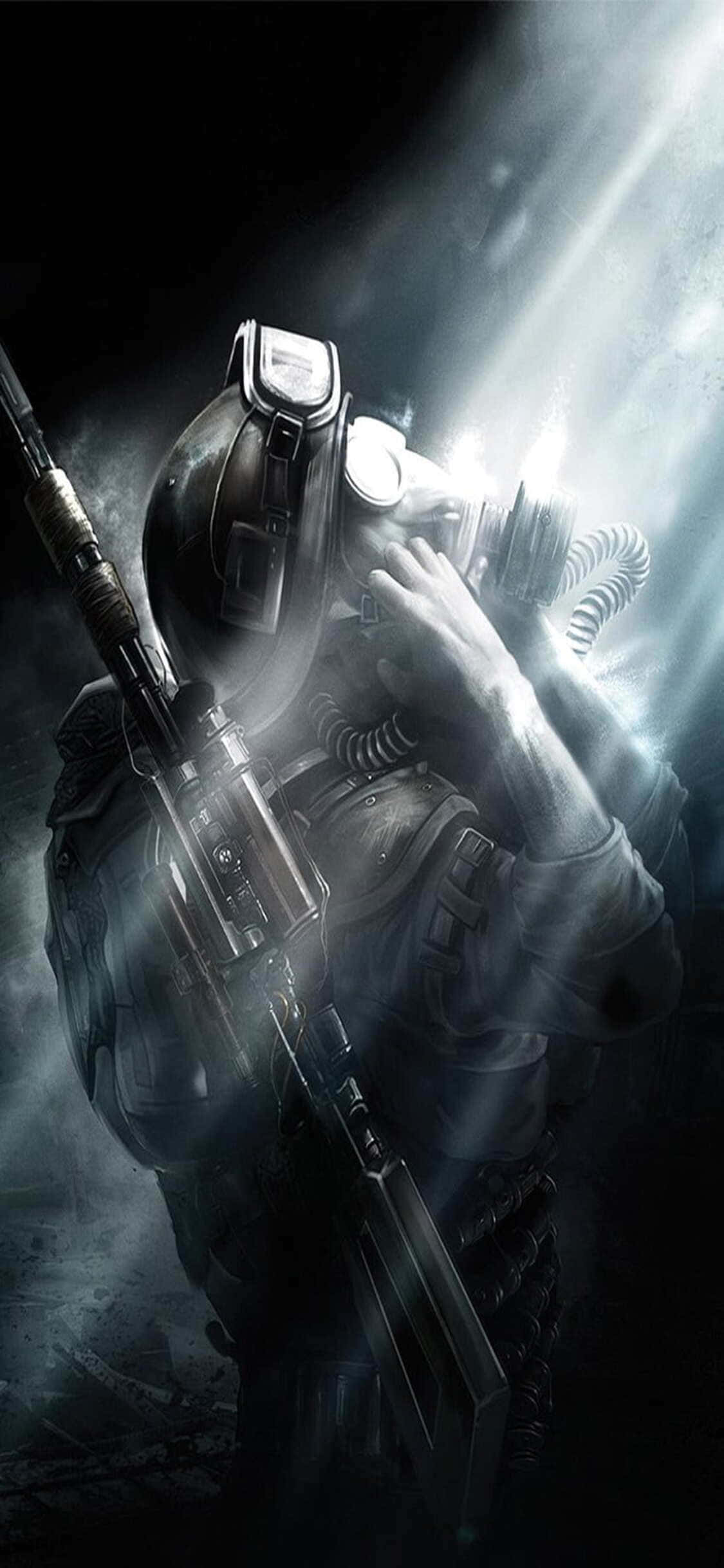 Гледане на ярка светлина iPhone X Metro Last Light фон Тапет