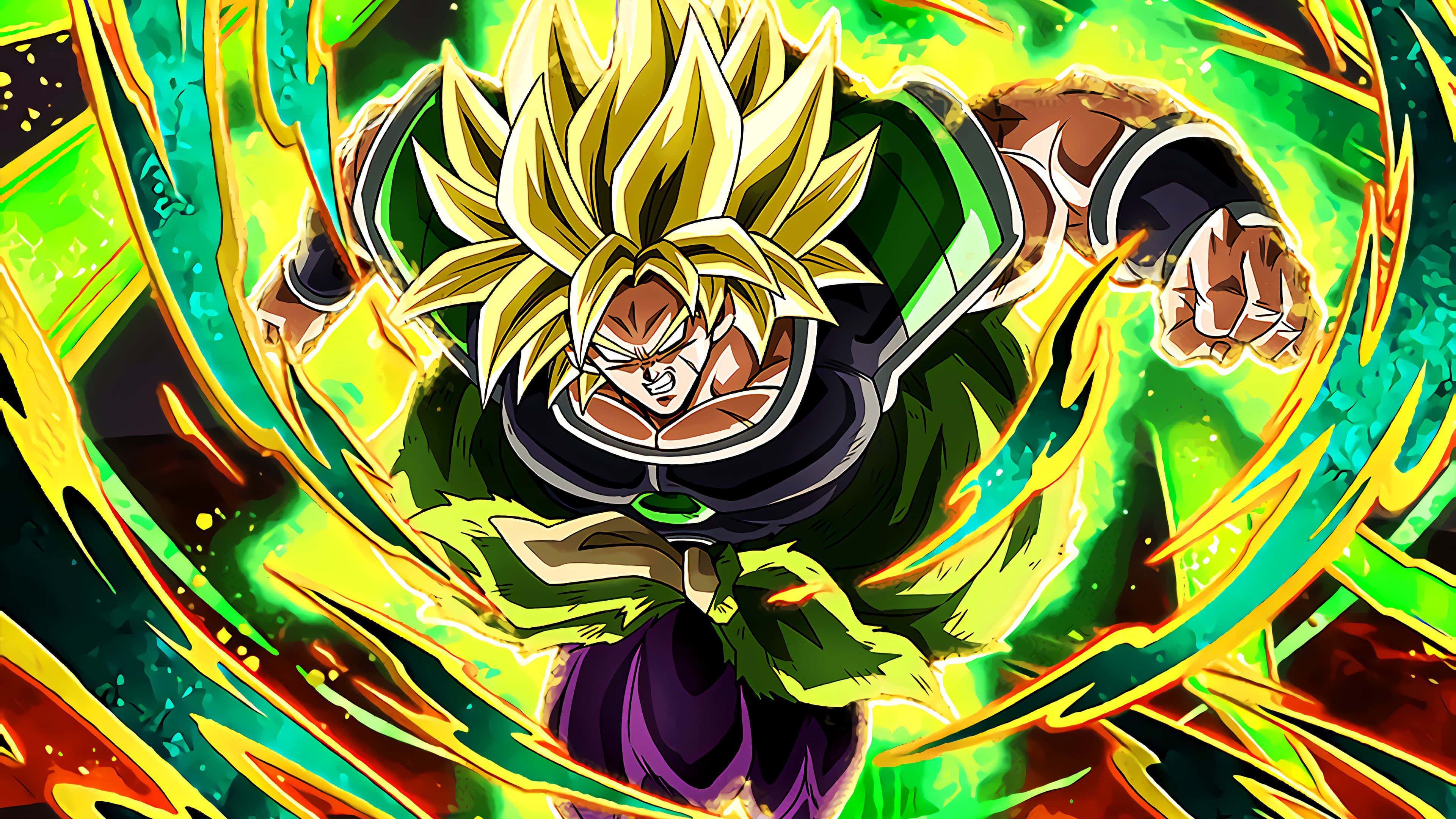Гоку и Вегета се изправят срещу страховития воин, Броли, в Dragon Ball Super Broly. Тапет