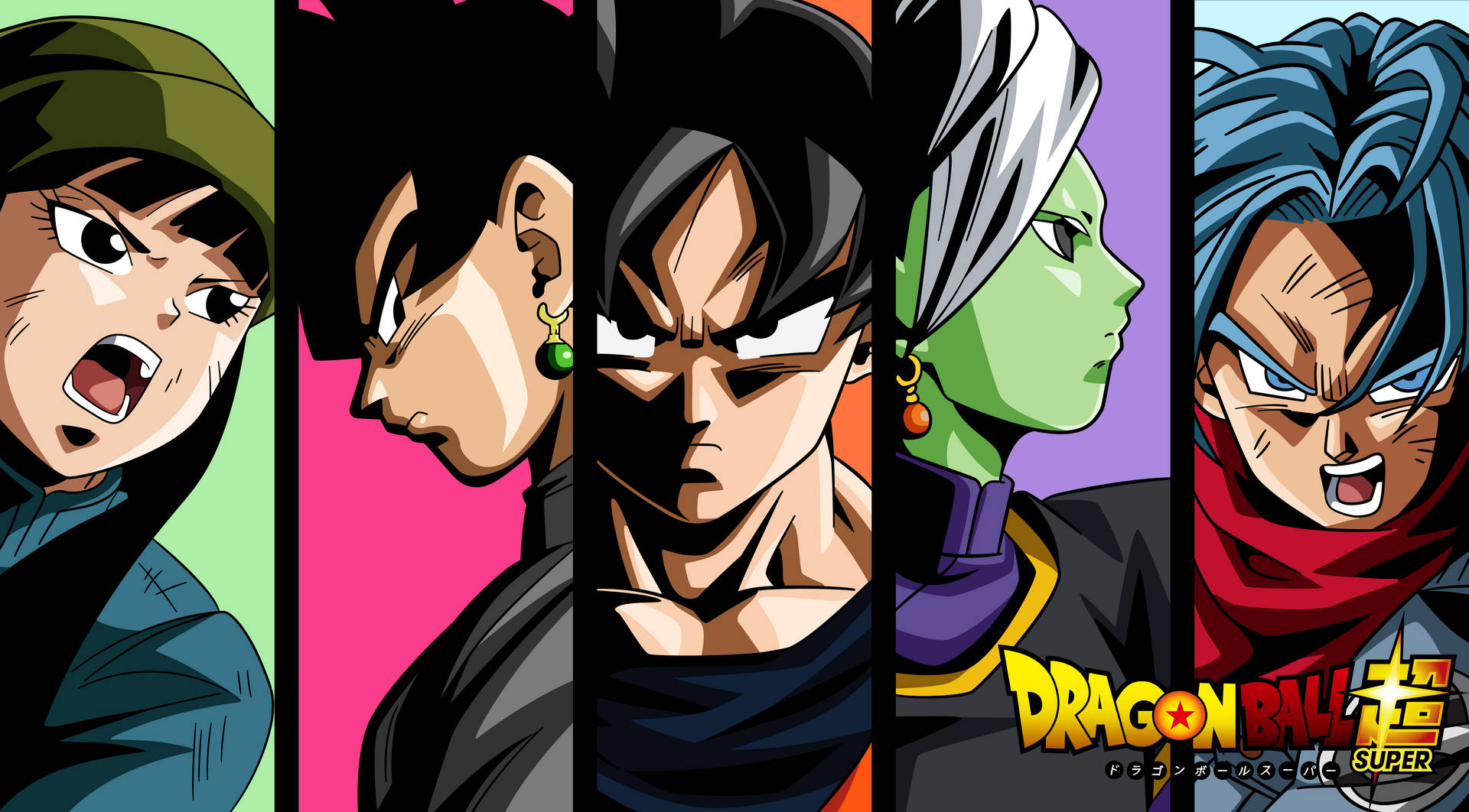 Колаж от тапети на герои от Dragon Ball Super с Гоку.