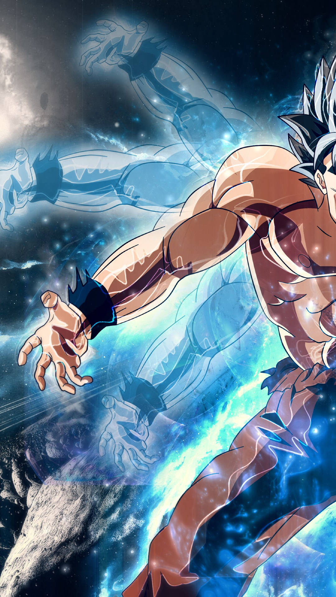 Dragon Ball Super broly San Goku използва силите си със синя светкавица, популярен аниме Гоку.