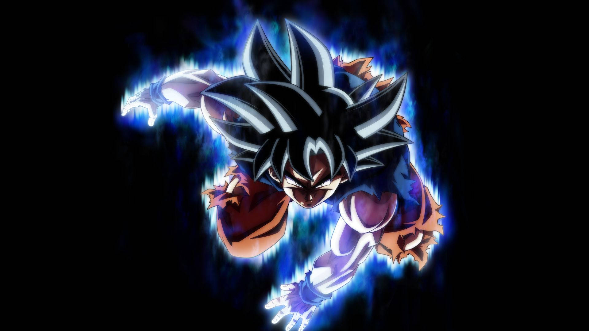 Dragon Ball Гоку със синя светкавична сила на Супер Броли, трансформиращ се в супер Сайян режим. — Драконова топка Тапет
