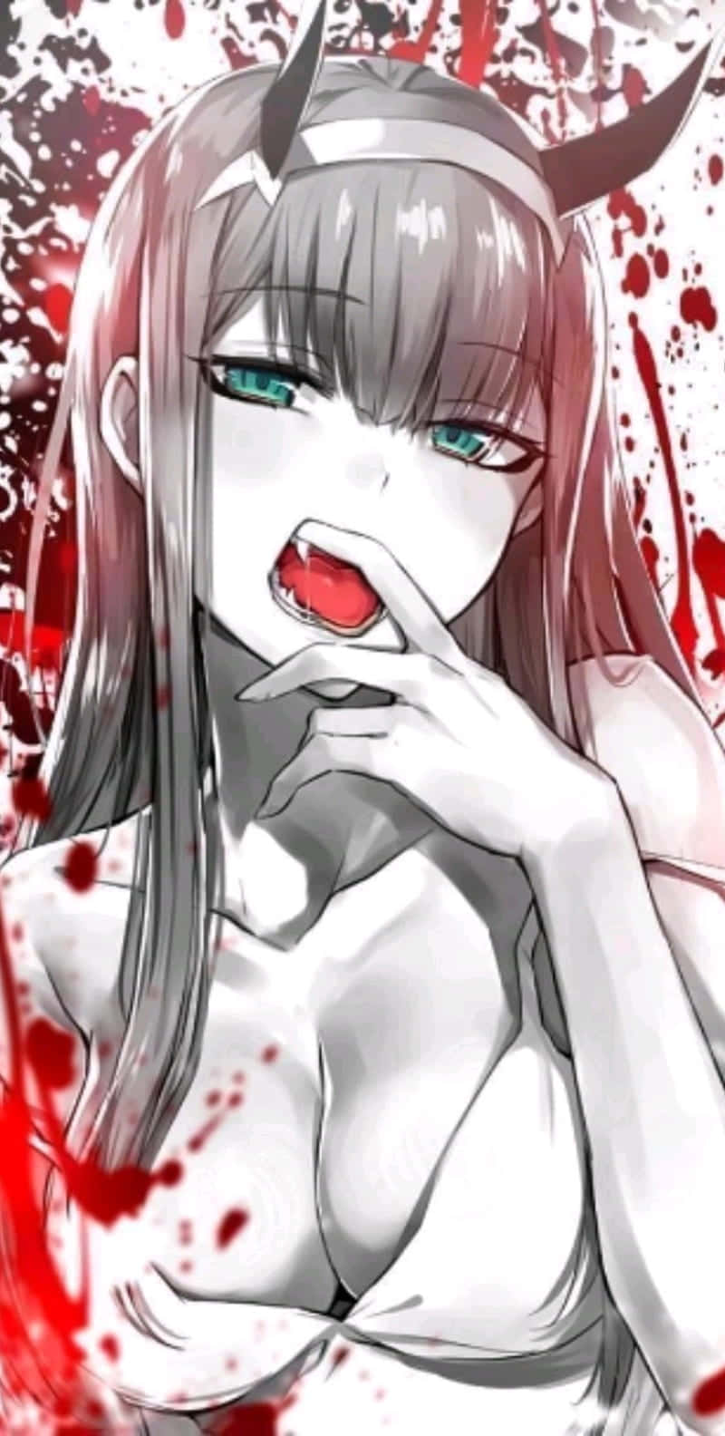 Гореща аниме героиня Zero Two от Darling in the Franxx Тапет