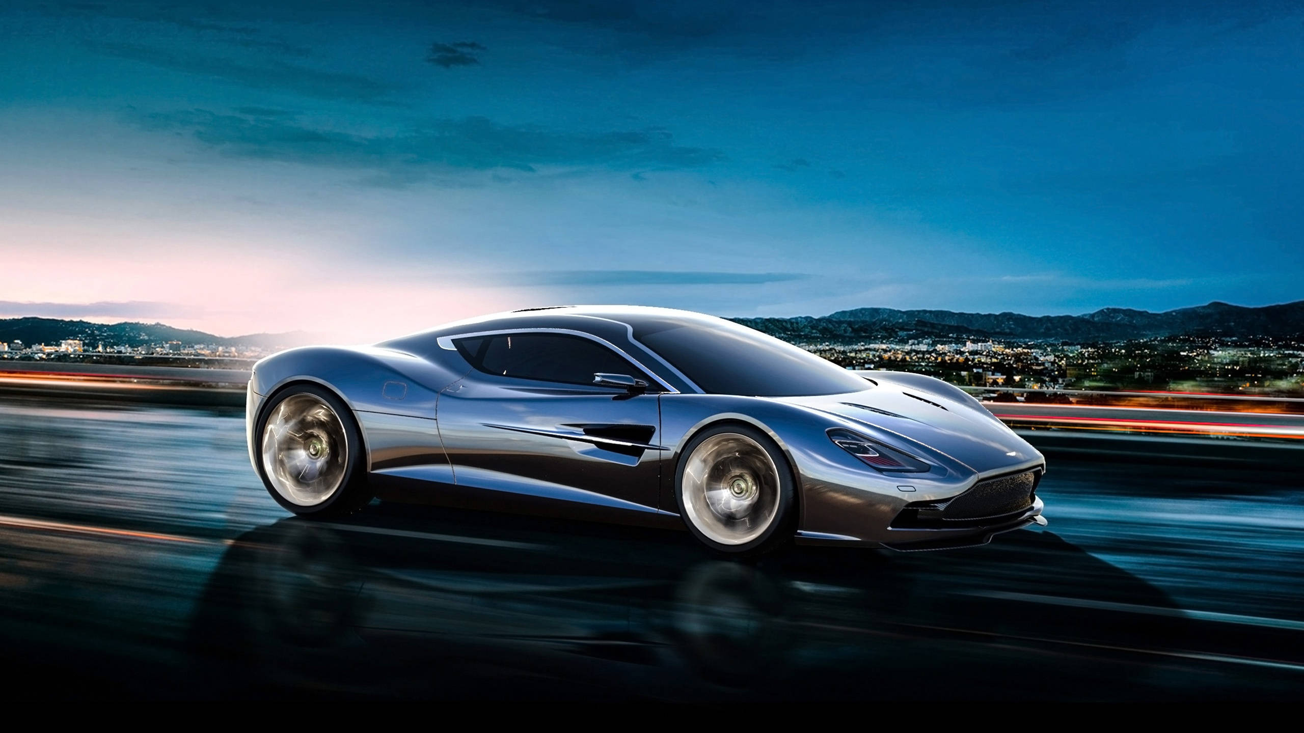Готина синя кола Aston Martin Тапет