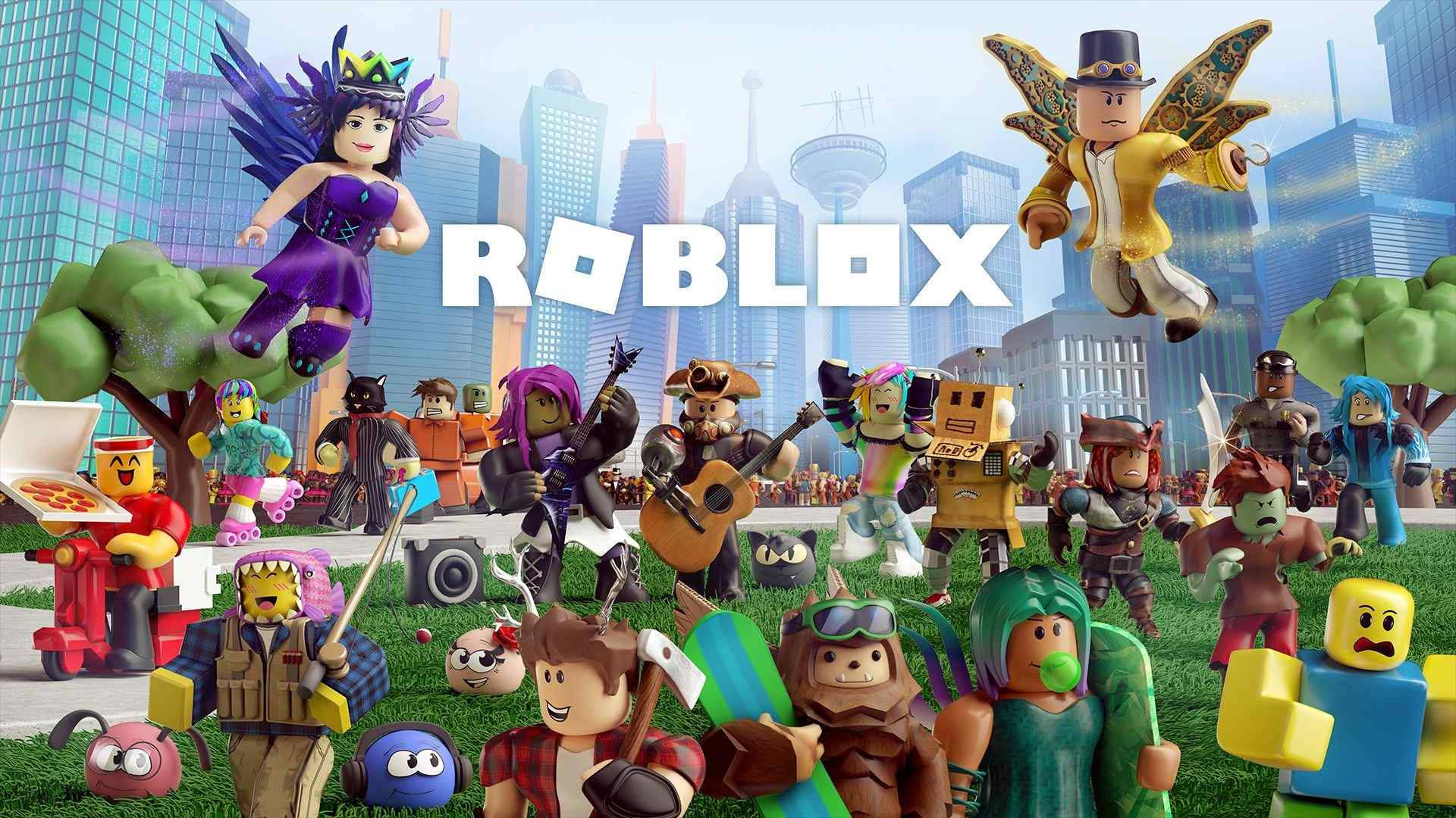 Готини герои от Roblox, които се наслаждават на градския живот Тапет