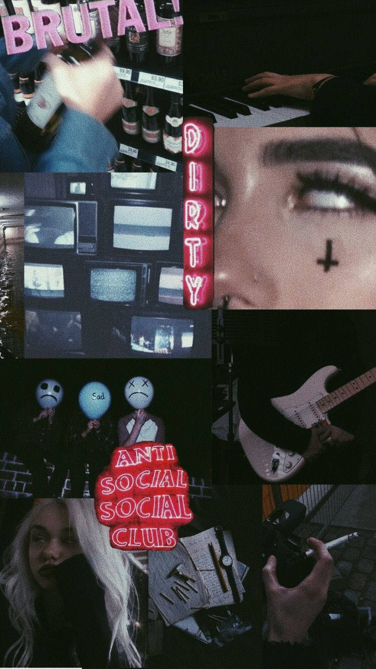 Грънджи е-момиче естетически колаж Тапет