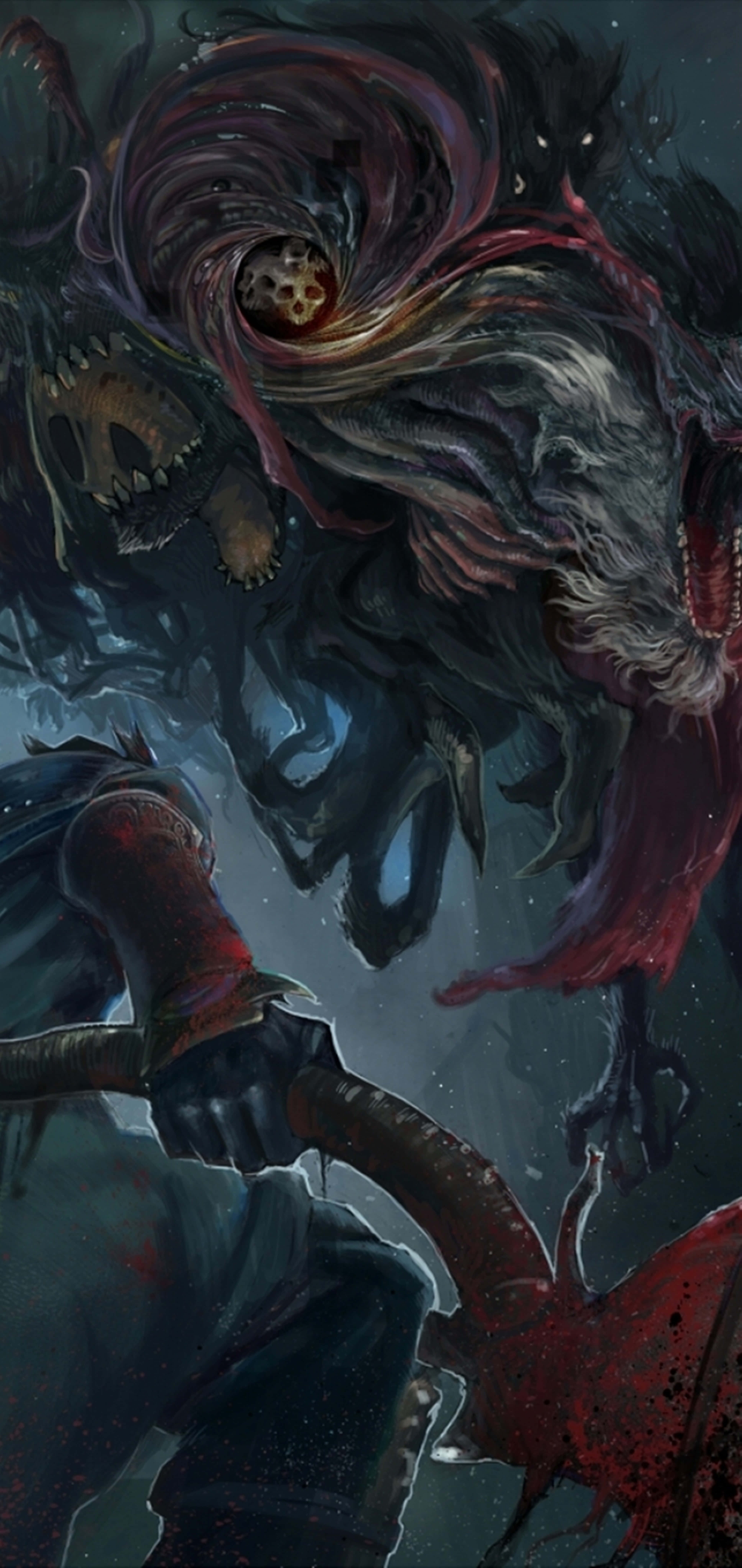 Дигитално изкуство на злодейски бос в Bloodborne 4K HD Тапет