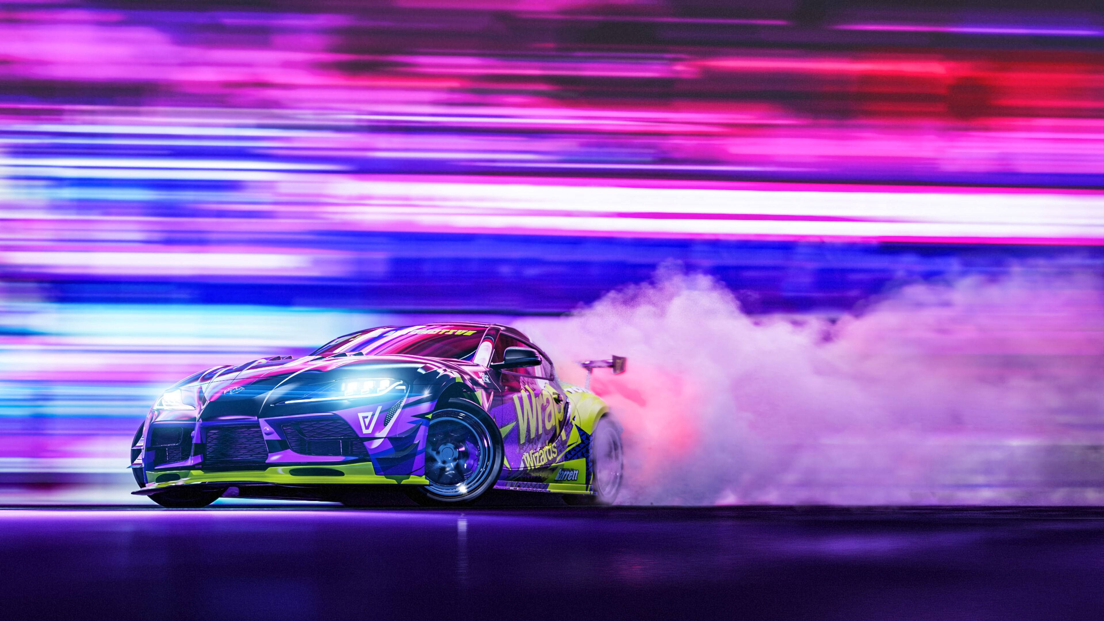 Дрифт автомобили Неонова Toyota Supra Тапет