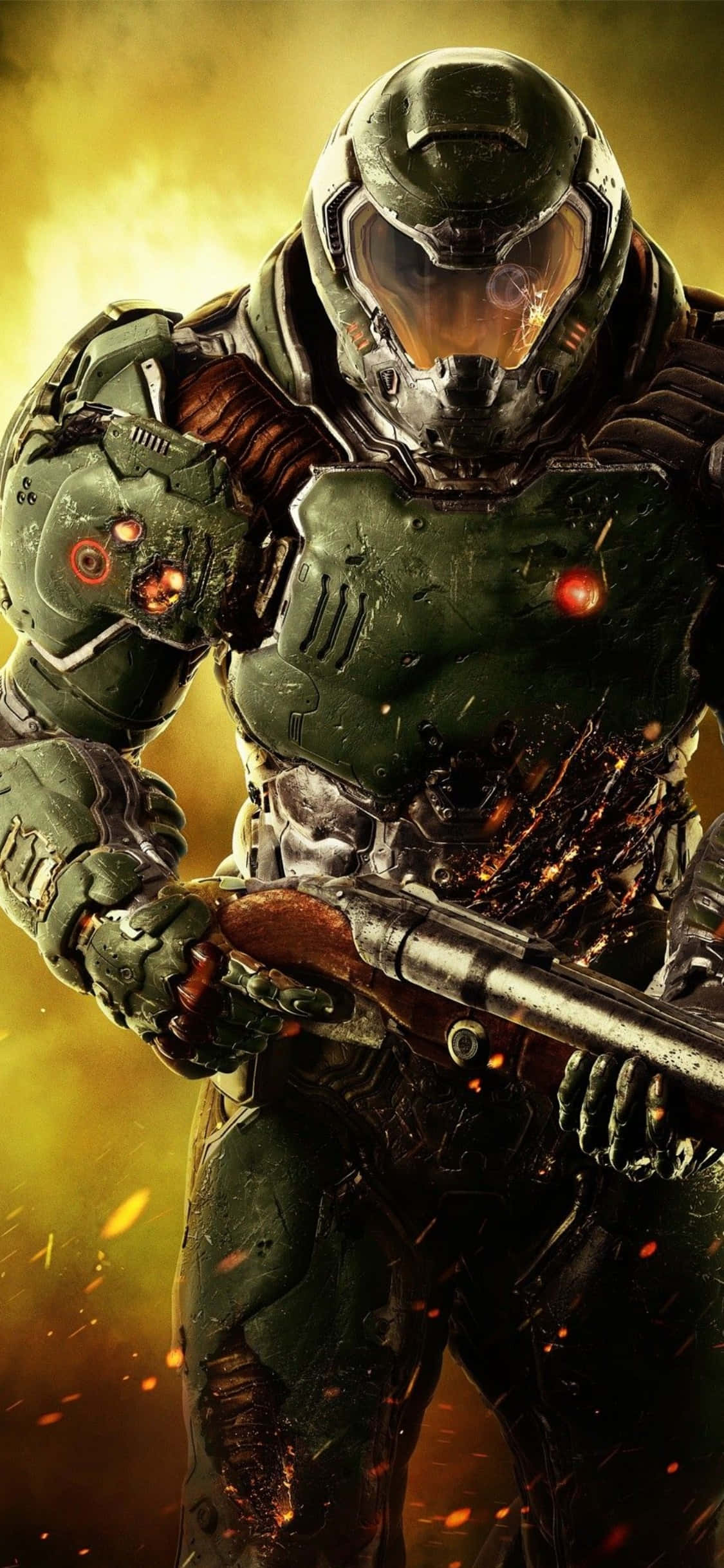 Държащ оръжие Doom iPhone Xs фон Тапет