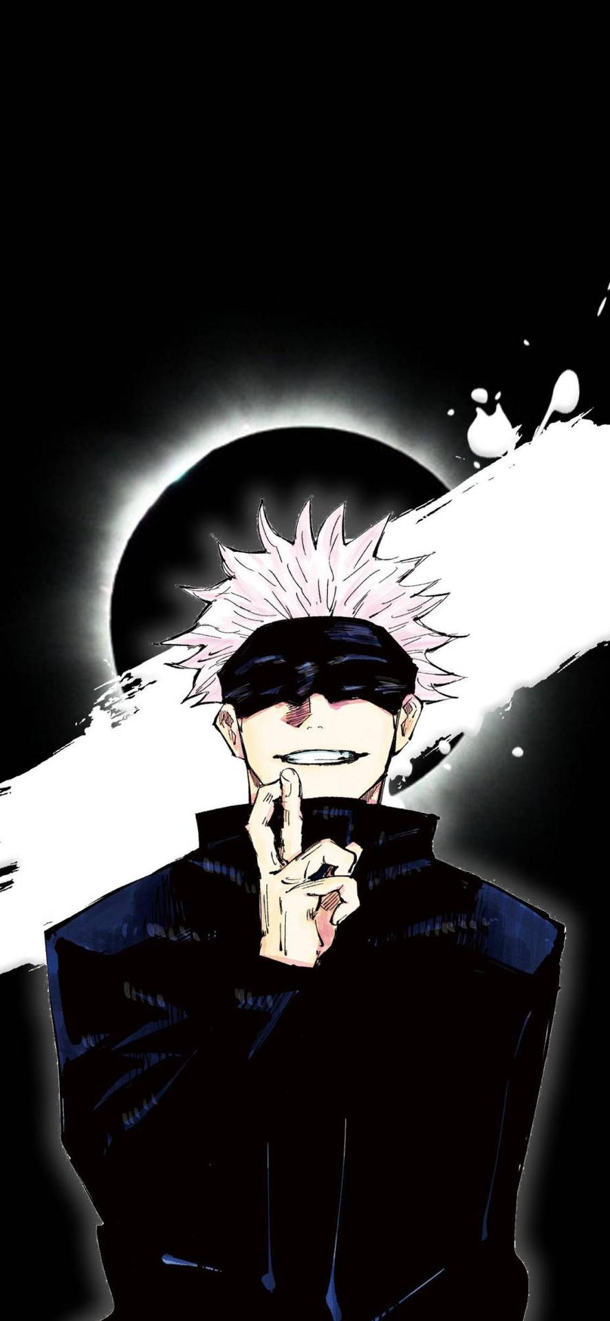 Елегантно проектиран фенарт на Сатору Годжо с луна - Тапет за телефон от Jujutsu Kaisen Тапет