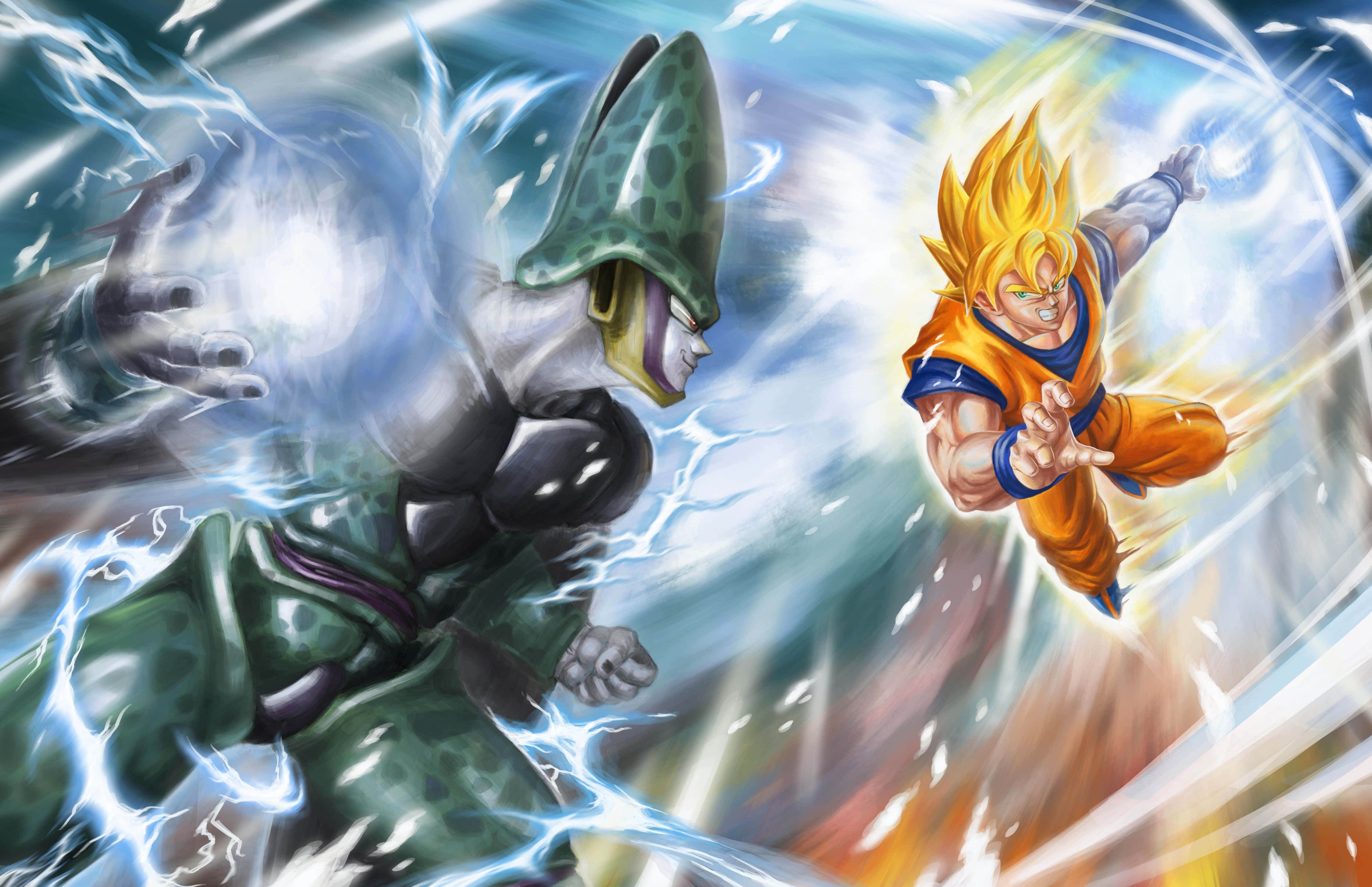 Епична битка между Гоку и Вегета в Dragon Ball Z Тапет