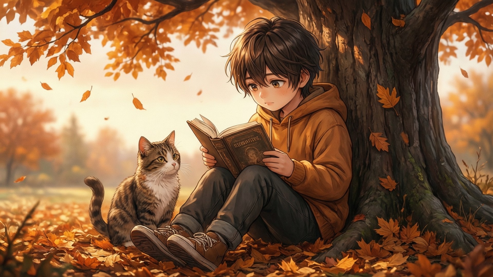 Есенна почивка с книга Тапет
