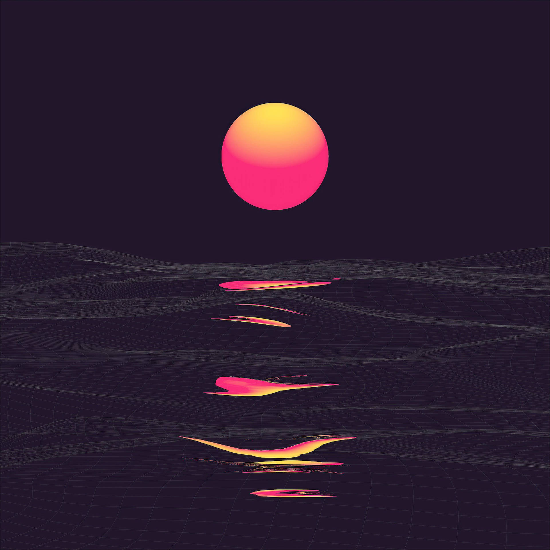 Естетичен iPad vaporwave залез тапет