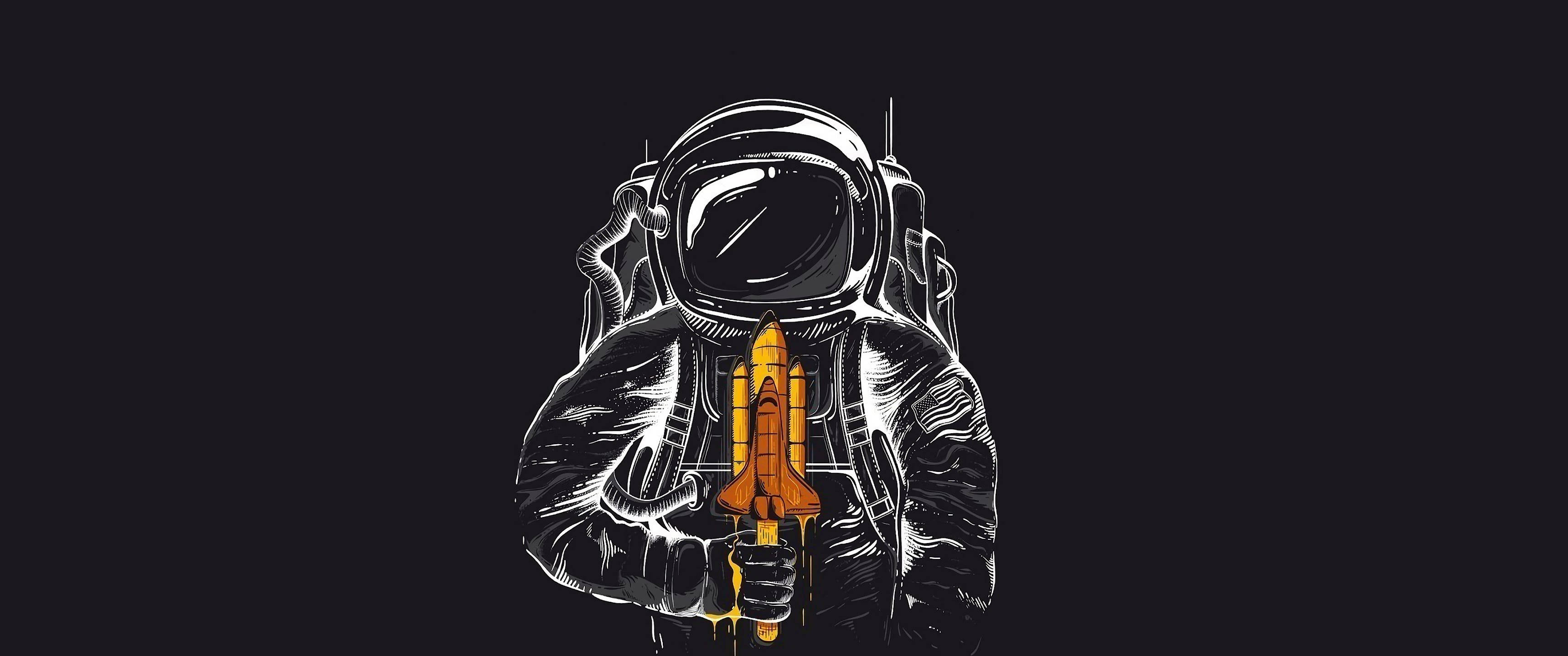 Естетичен космос – астронавт и космическа совалка Тапет