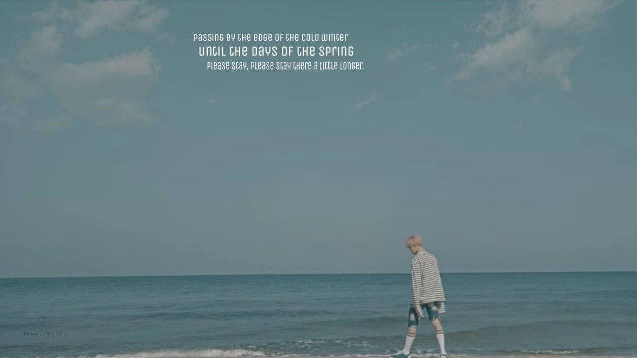 Естетично BTS Джимин на плажа Тапет