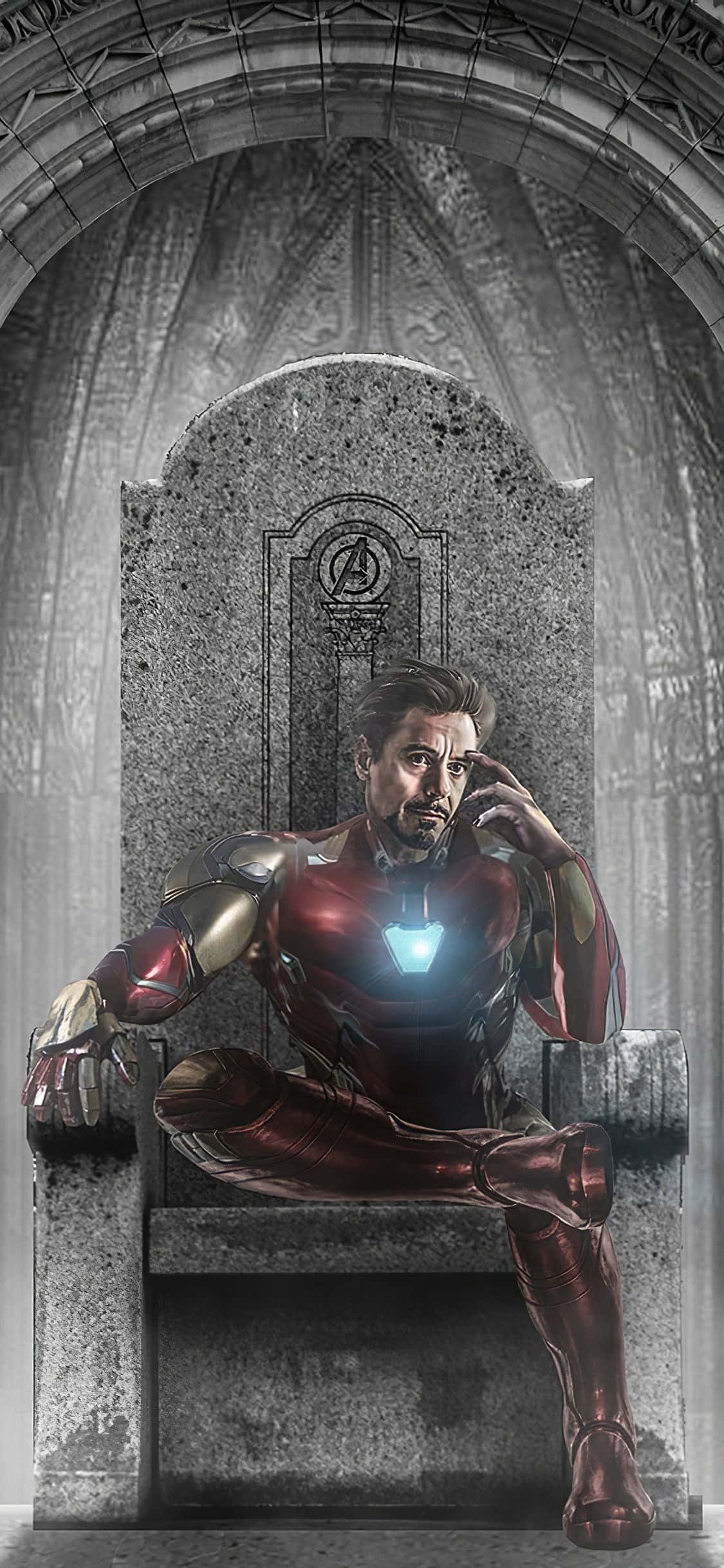 iron man седящ на трон Тапет