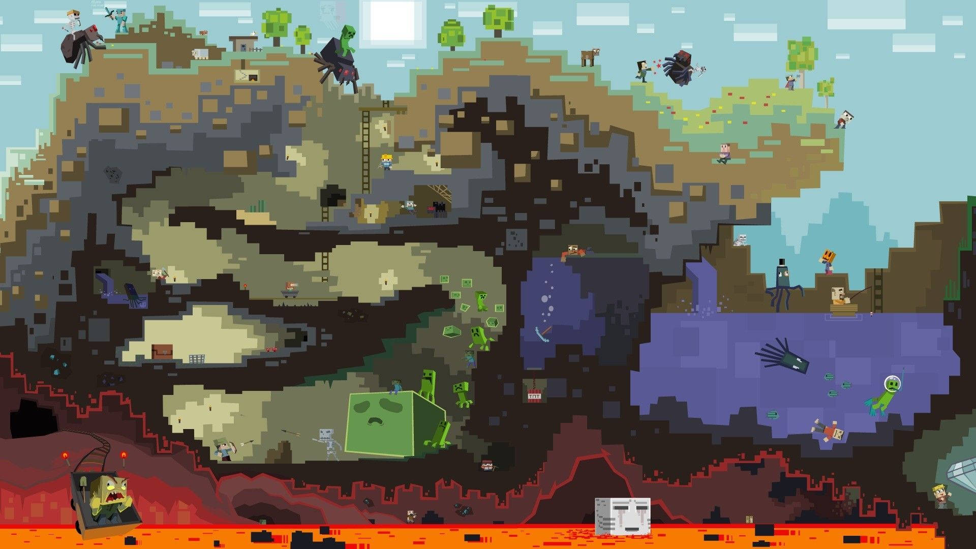 тапет Minecraft живот под земята под водата
