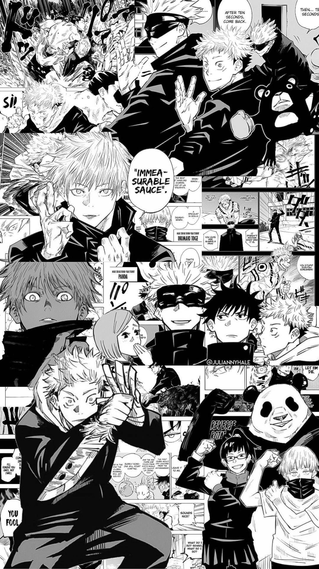 Черно-бяла манга Jujutsu Kaisen тапет